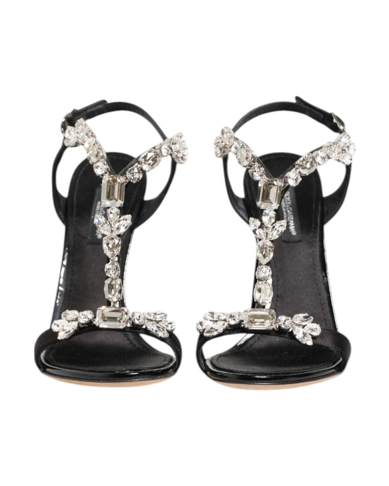 Dolce & Gabbana Black Keira Crystals Heels Sandals Shoes Glam Steals
