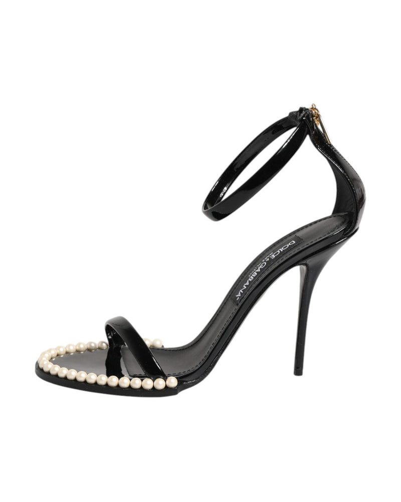 Dolce & Gabbana Black Keira Pearl Embellished Sandals Shoes Glam Steals