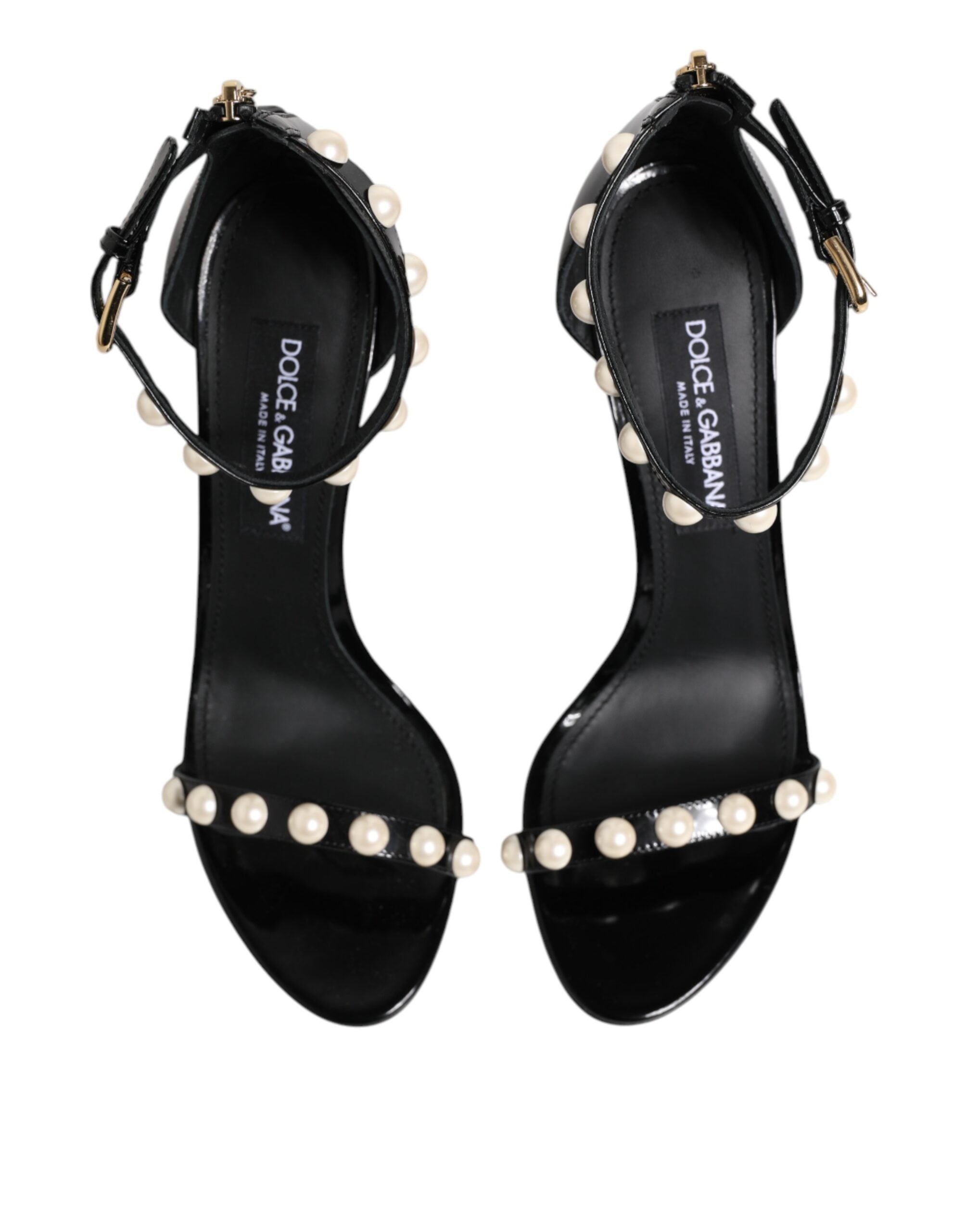 Dolce & Gabbana Black Keira Pearl Embellished Sandals Shoes Glam Steals