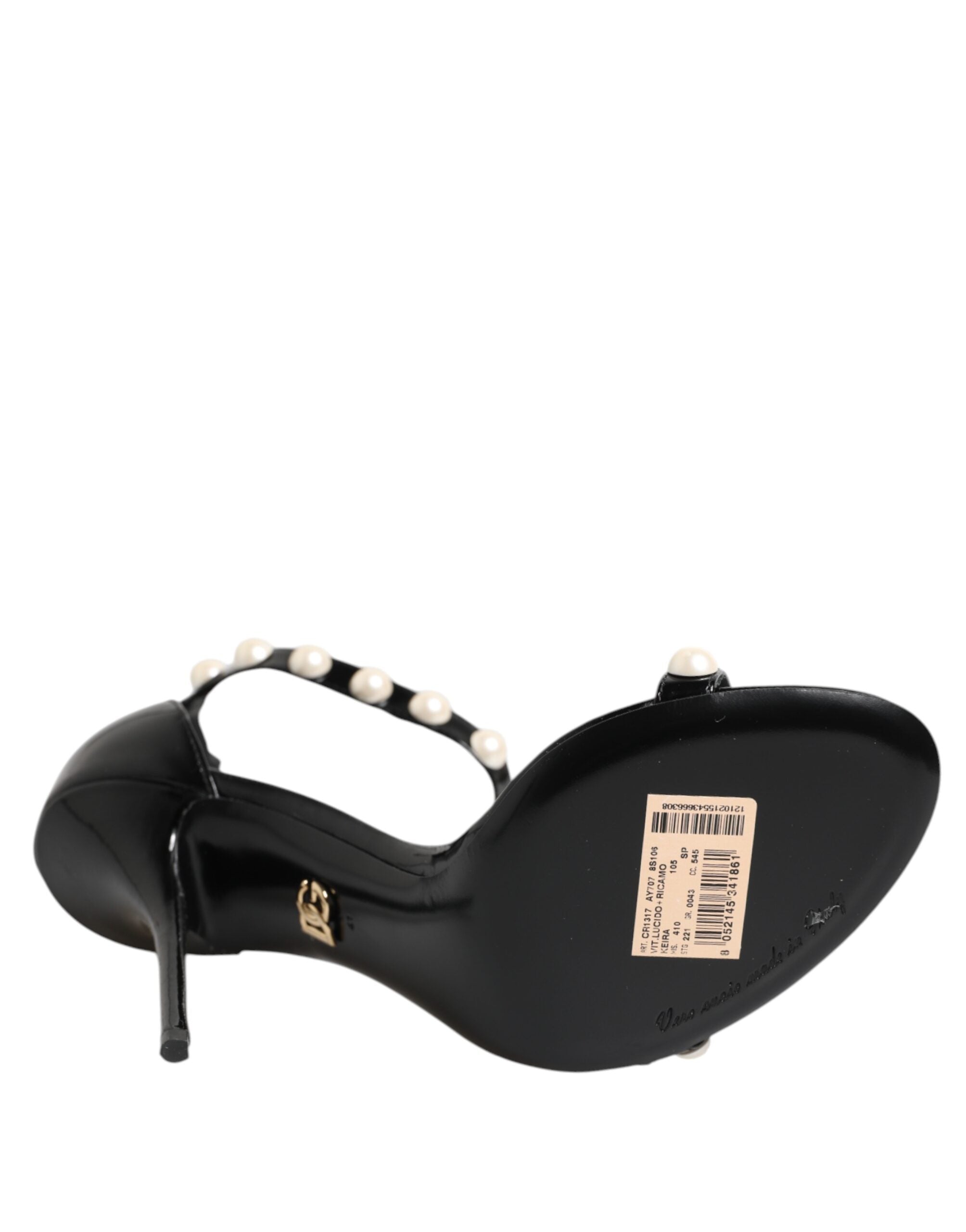Dolce & Gabbana Black Keira Pearl Embellished Sandals Shoes Glam Steals