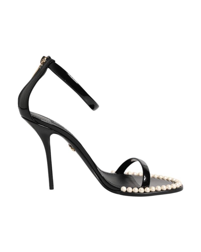 Dolce & Gabbana Black Keira Pearl Embellished Sandals Shoes Glam Steals