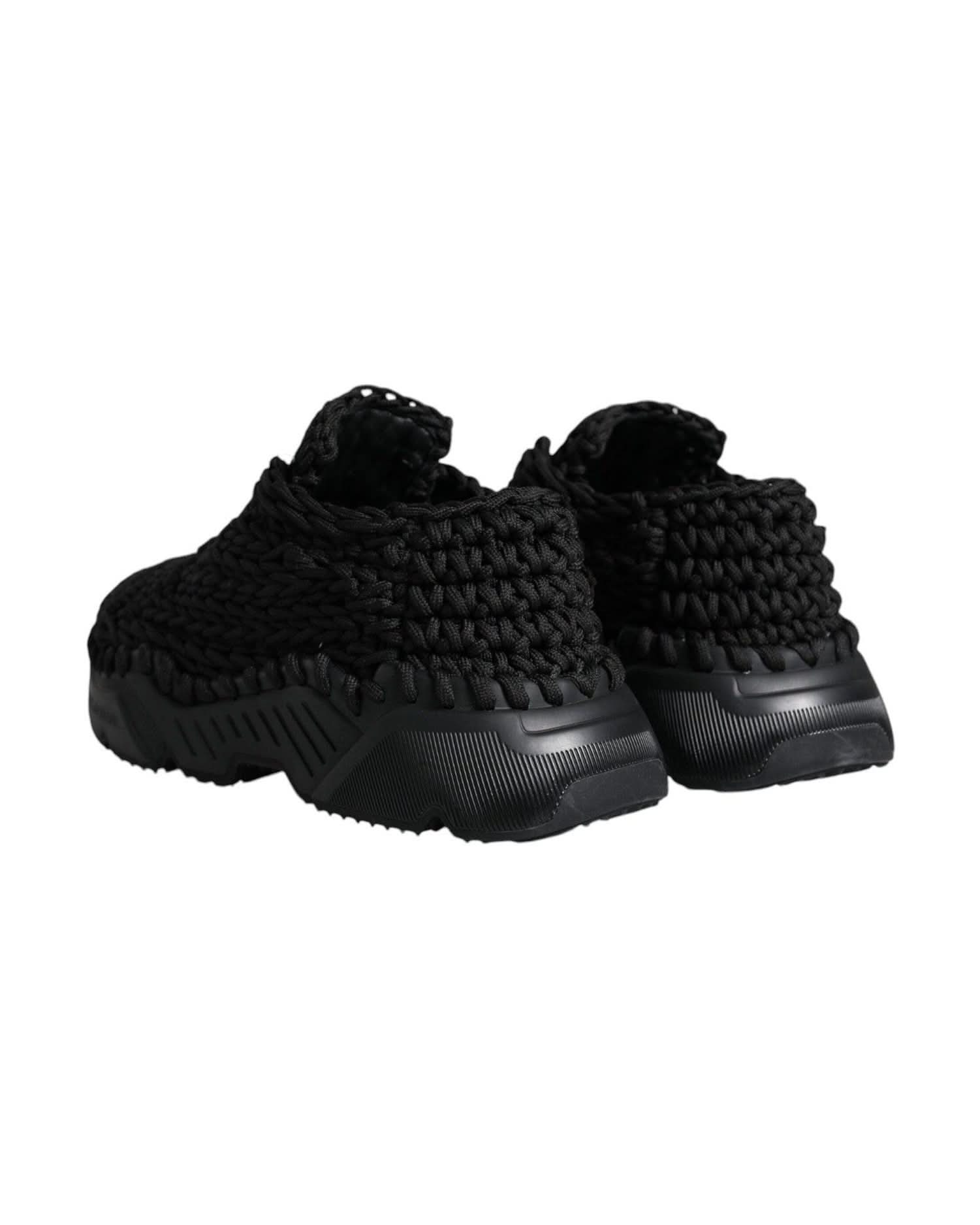Dolce & Gabbana Black Knitted Daymaster Sneakers Shoes Sneakers