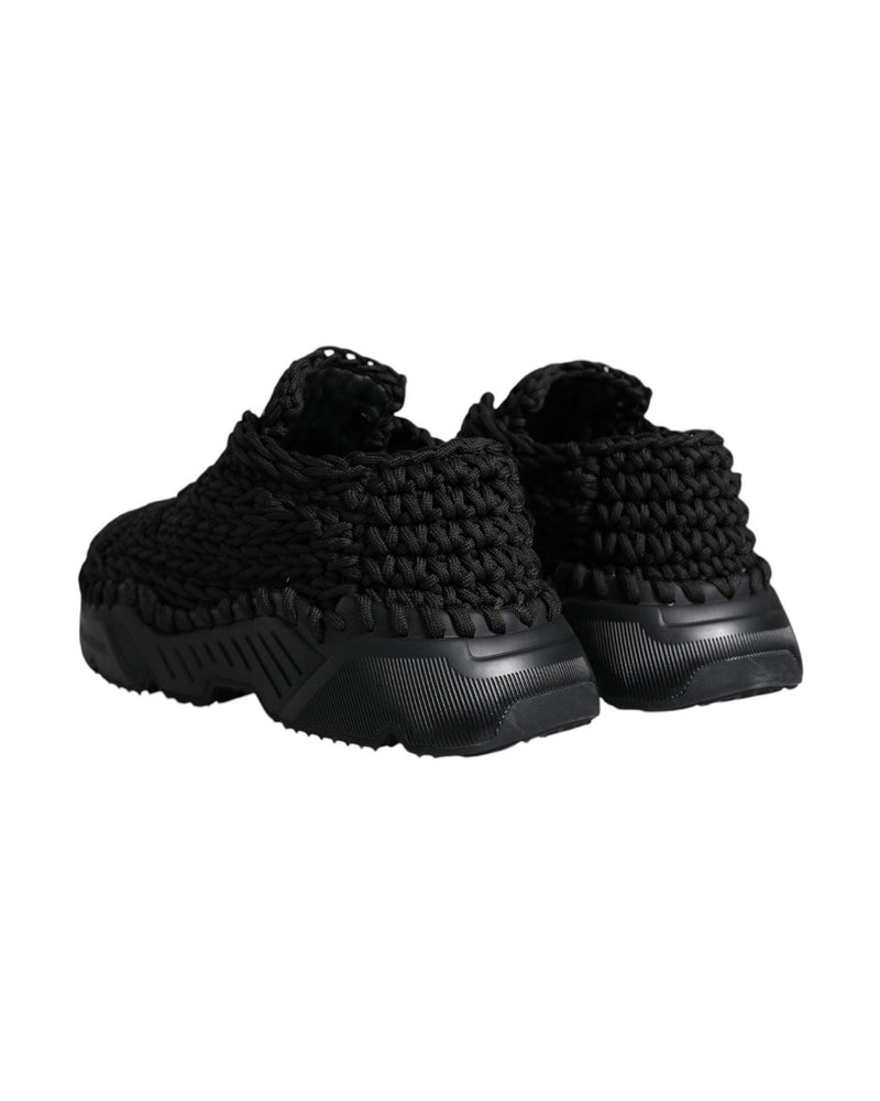 Dolce & Gabbana Black Knitted Daymaster Sneakers Shoes Sneakers
