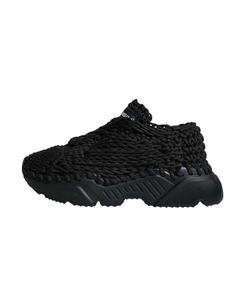 Dolce & Gabbana Black Knitted Daymaster Sneakers Shoes Sneakers