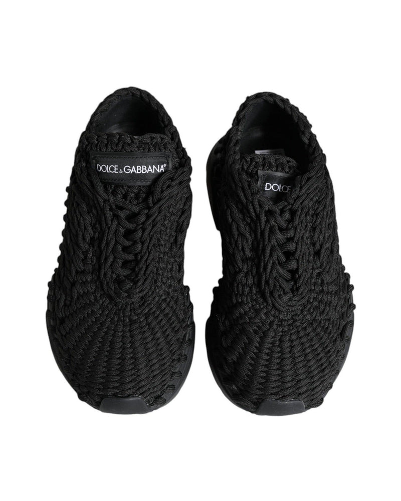 Dolce & Gabbana Black Knitted Daymaster Sneakers Shoes Glam Steals
