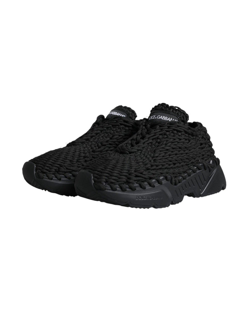 Dolce & Gabbana Black Knitted Daymaster Sneakers Shoes Glam Steals