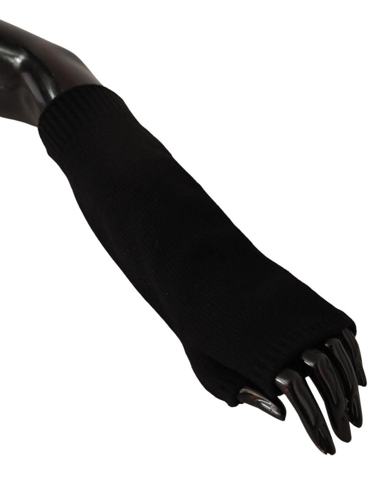 Dolce & Gabbana Black Knitted Fingerless Elbow Length Gloves Glam Steals