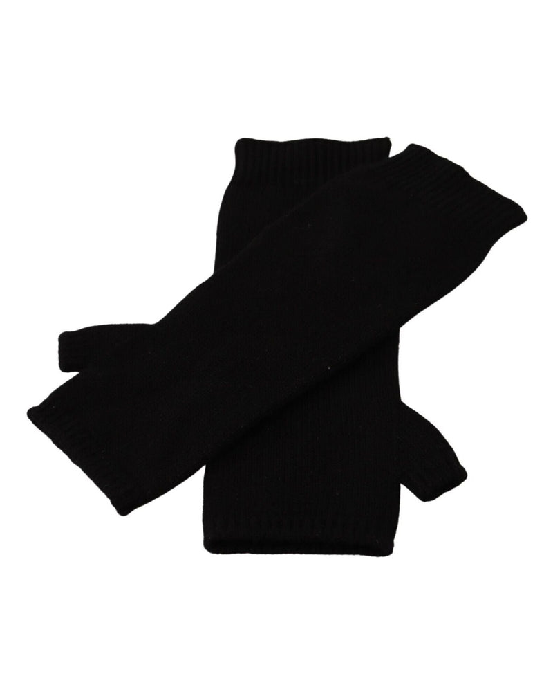 Dolce & Gabbana Black Knitted Fingerless Elbow Length Gloves Glam Steals
