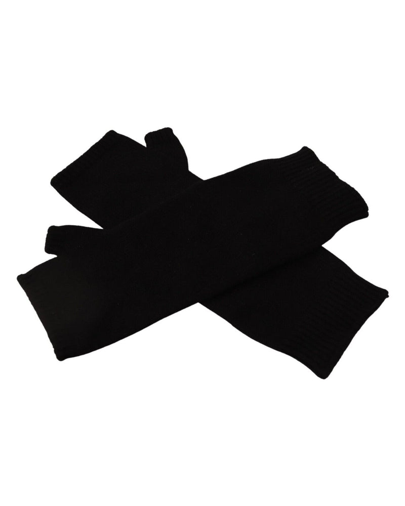 Dolce & Gabbana Black Knitted Fingerless Elbow Length Gloves Glam Steals