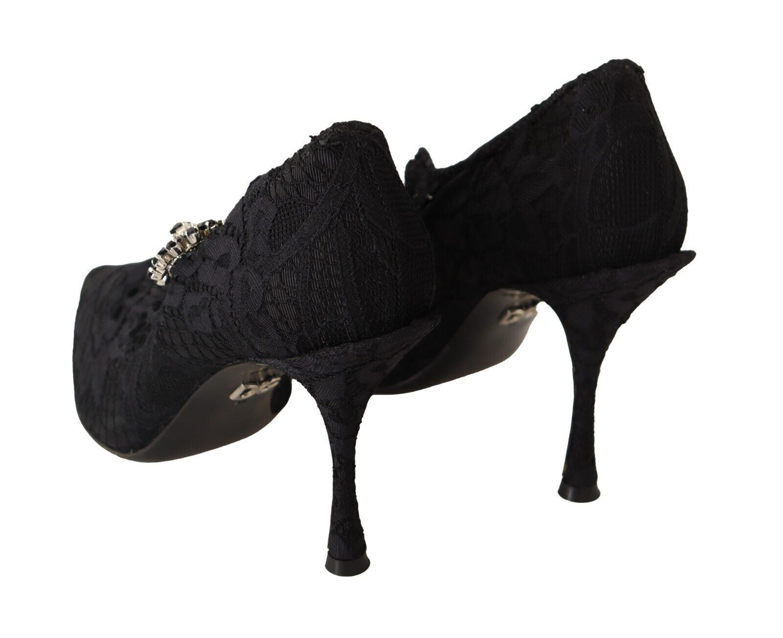 Dolce & Gabbana Black Lace Crystals Heels Mary Jane Pumps Shoes Glam Steals