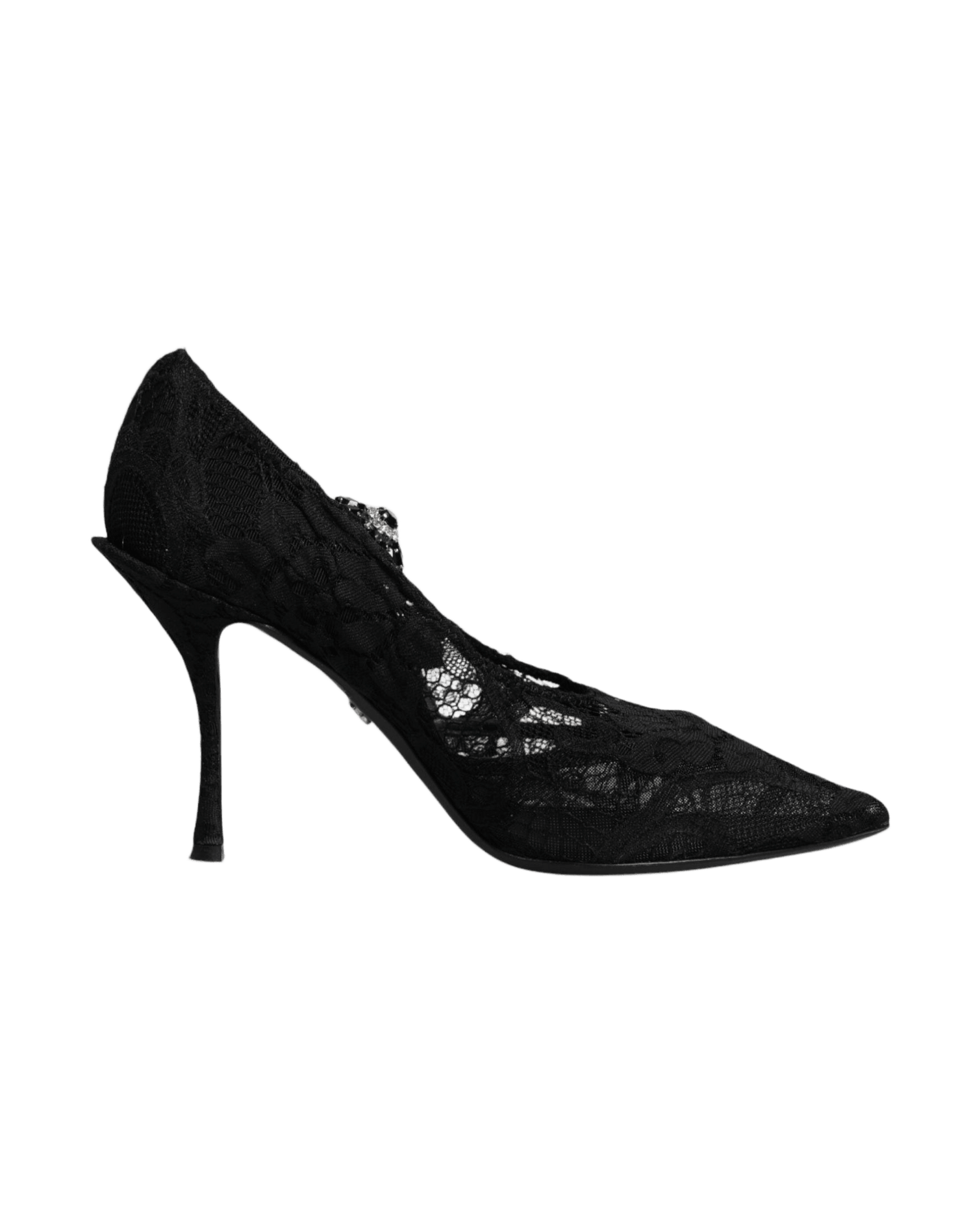 Dolce & Gabbana Black Lace Crystals Mary Jane Pumps Shoes Glam Steals
