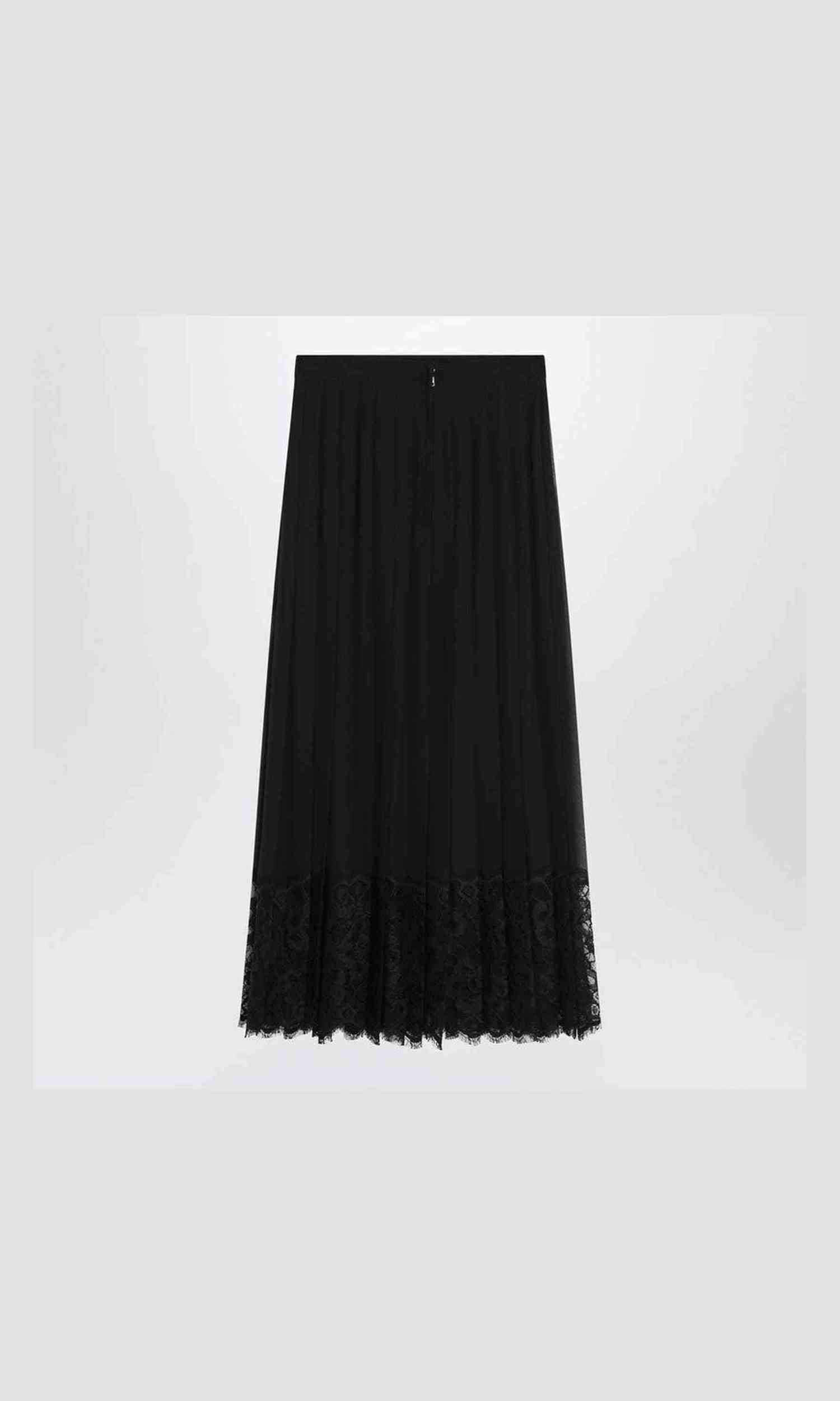 Dolce & Gabbana Black Lace Dolce&gabbana Gonna Midi in Chiffon and Glam Steals