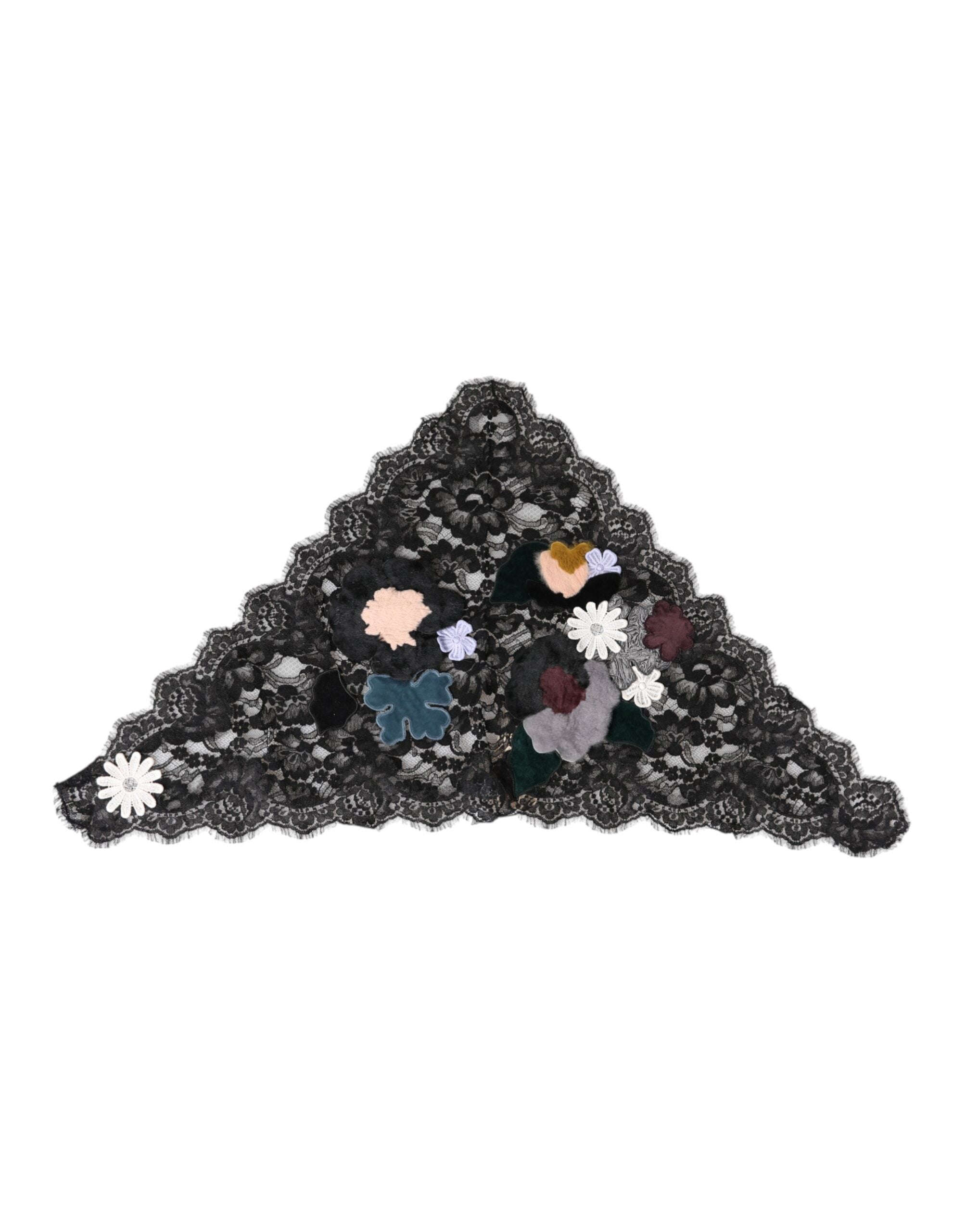 Dolce & Gabbana Black Lace Floral Applique Cotton Veil Hat Glam Steals