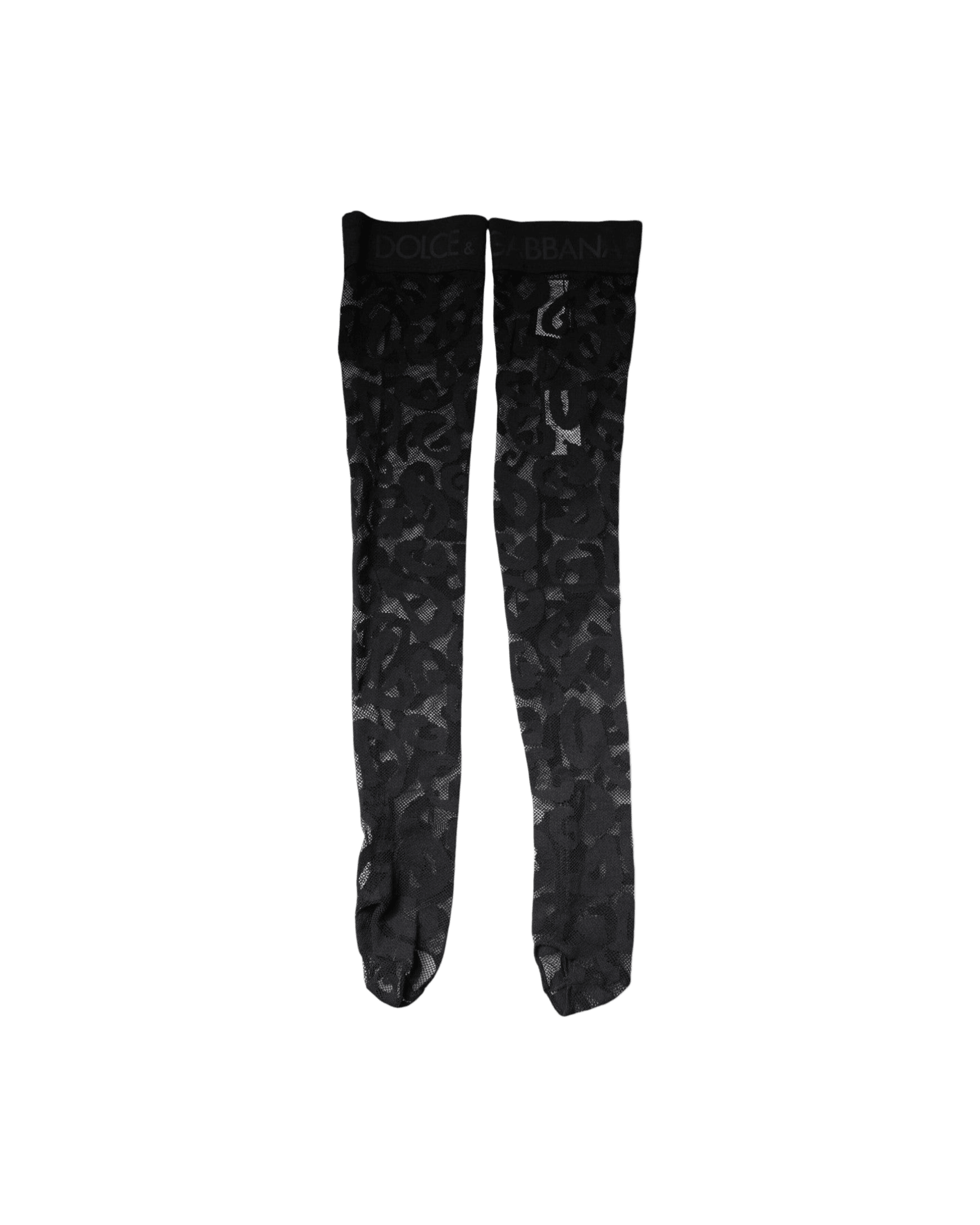 Dolce & Gabbana Black Lace Floral Cotton Stretch Stockings Socks Glam Steals
