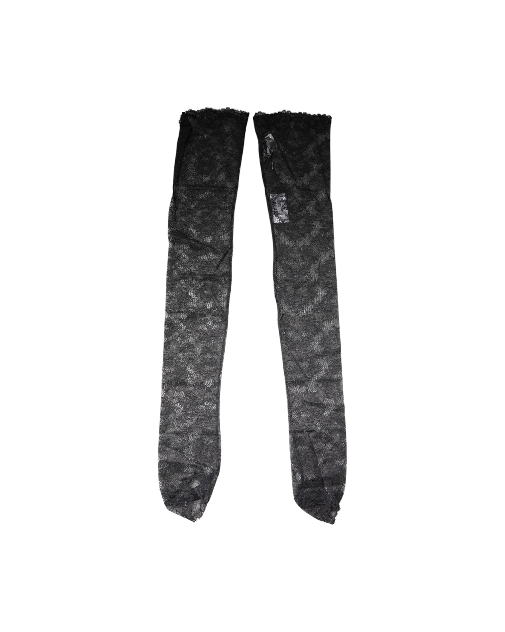 Dolce & Gabbana Black Lace Floral Cotton Stretch Stockings Socks Glam Steals