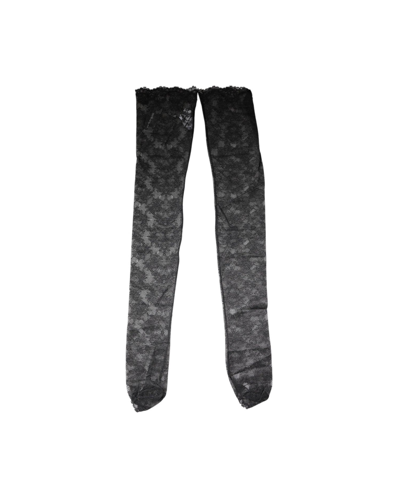 Dolce & Gabbana Black Lace Floral Cotton Stretch Stockings Socks Glam Steals