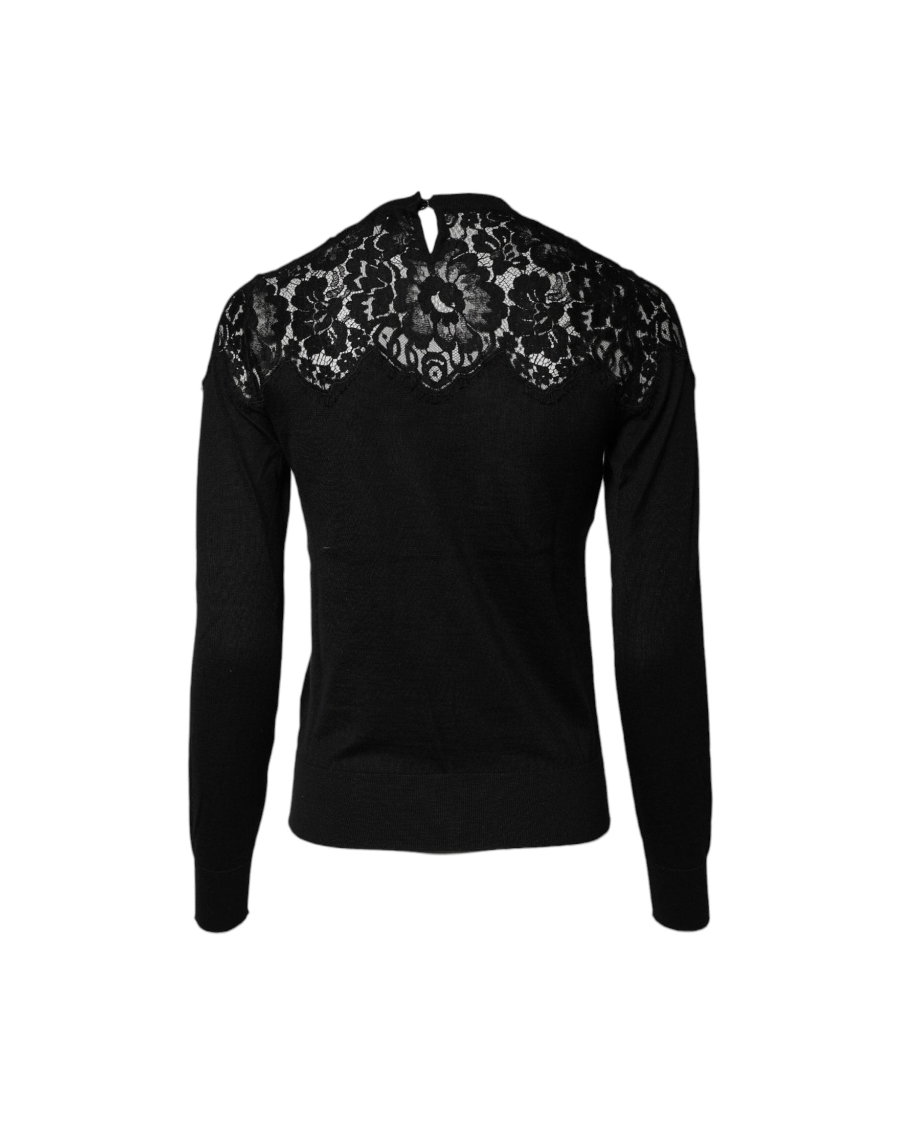 Dolce & Gabbana Black Lace Floral Long Sleeves Blouse Top Glam Steals