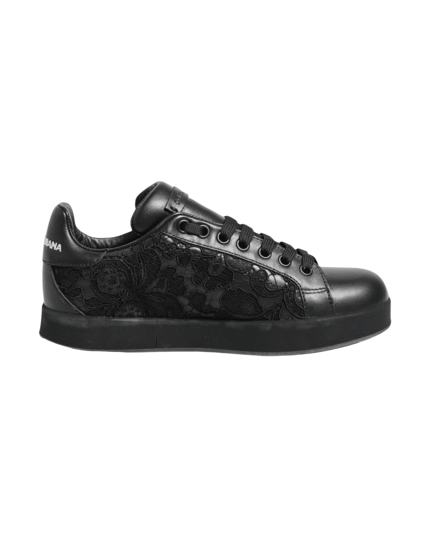 Dolce & Gabbana Black Lace Floral Low Top Sneakers Shoes Glam Steals