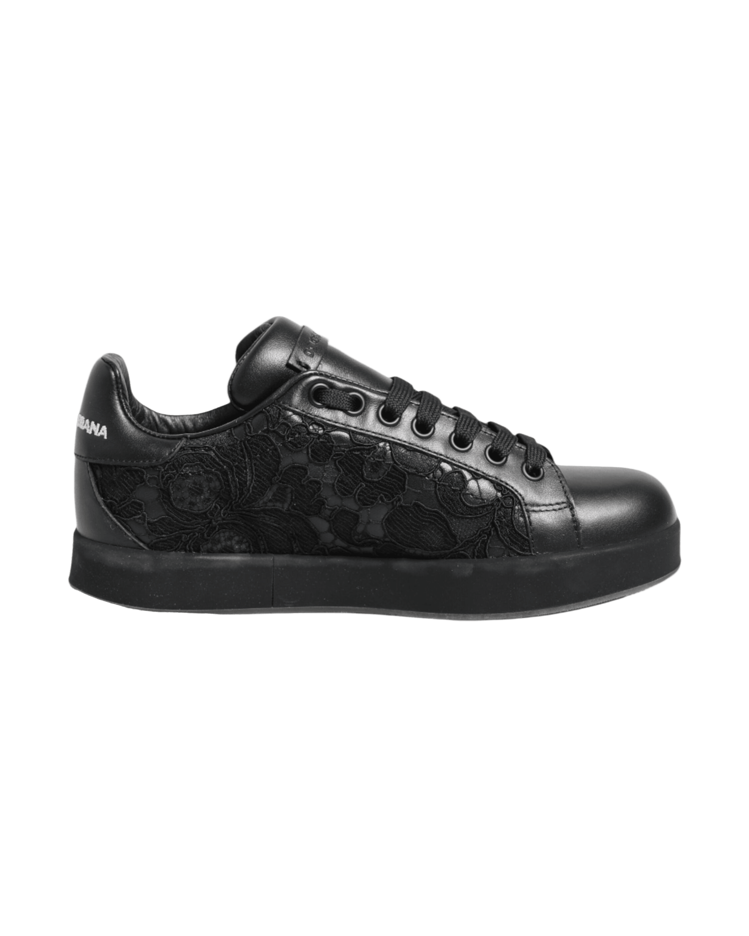 Dolce & Gabbana Black Lace Floral Low Top Sneakers Shoes Glam Steals