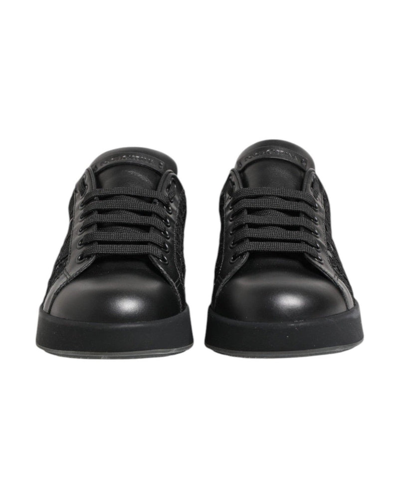 Dolce & Gabbana Black Lace Floral Low Top Sneakers Shoes Glam Steals