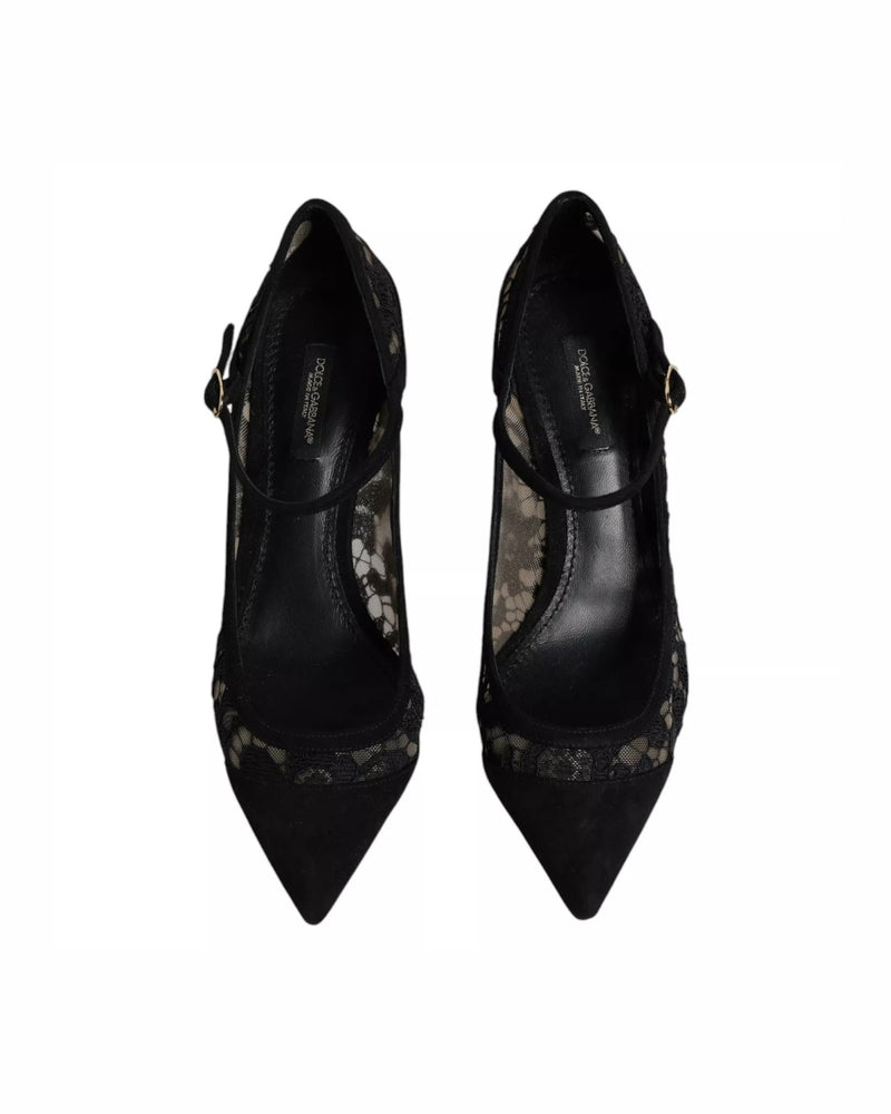 Dolce & Gabbana Black Lace Mary Jane Taormina Pumps Shoes Glam Steals