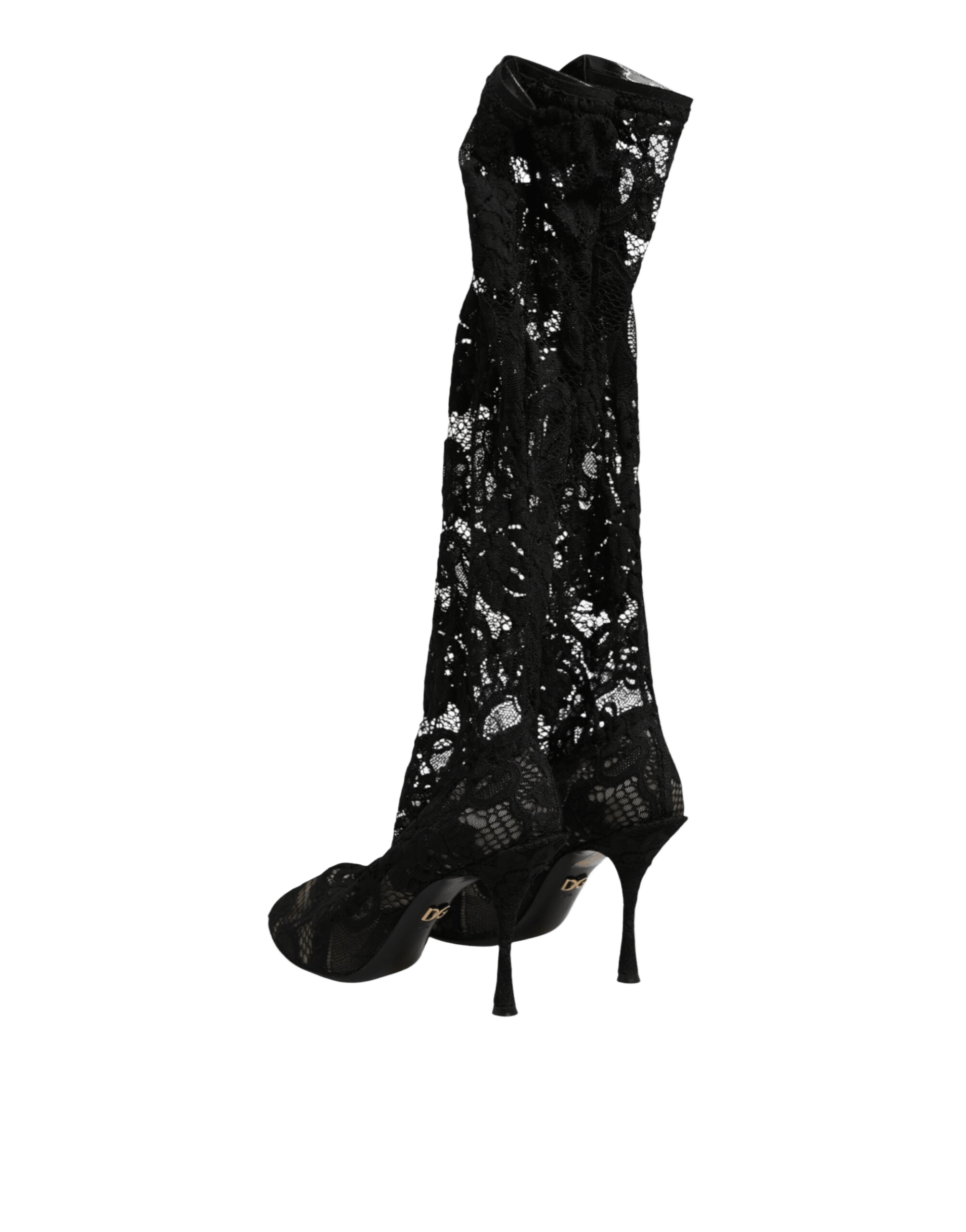 Dolce & Gabbana Black Lace Pumps Taormina Socks Boots Shoes Glam Steals