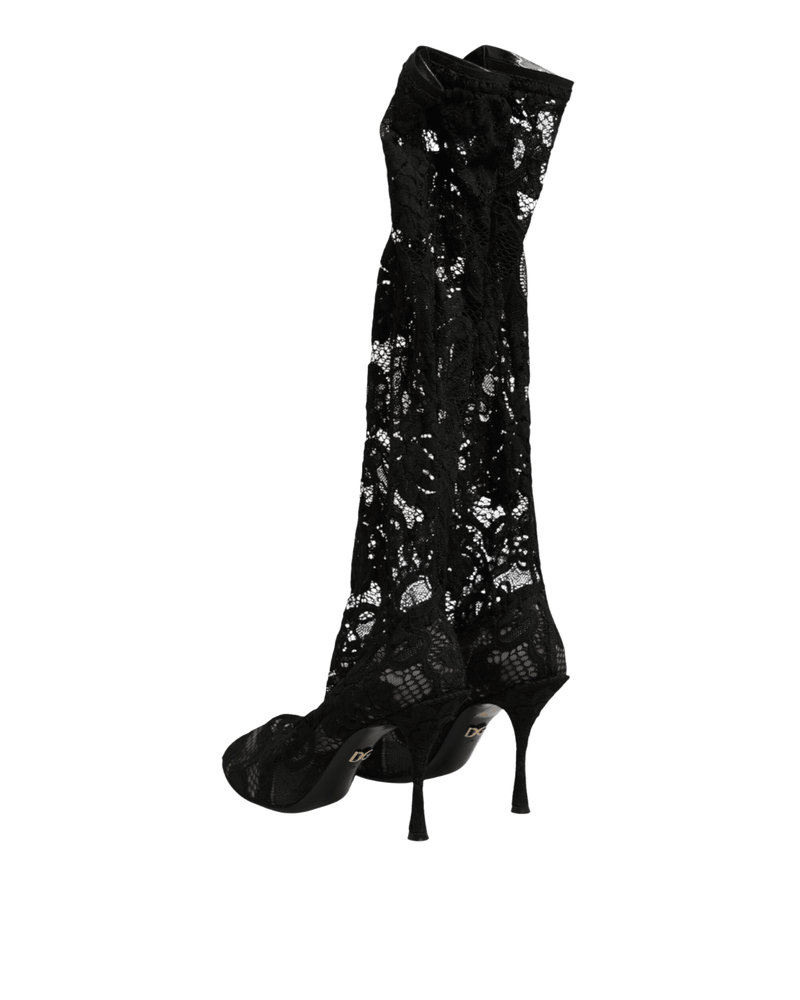 Dolce & Gabbana Black Lace Pumps Taormina Socks Boots Shoes Glam Steals