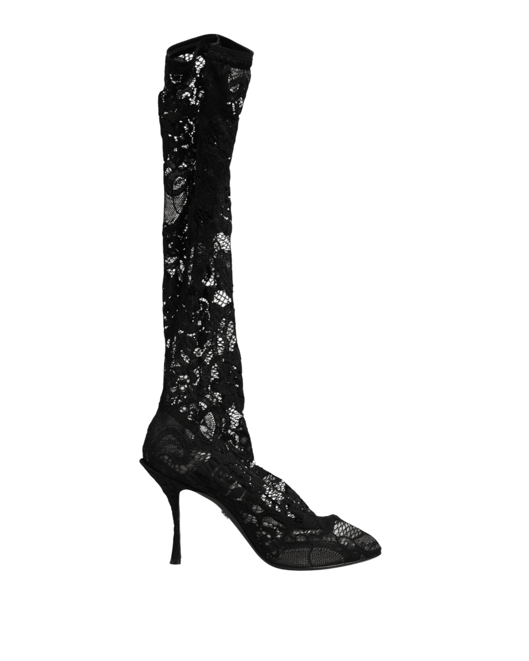 Dolce & Gabbana Black Lace Pumps Taormina Socks Boots Shoes Glam Steals