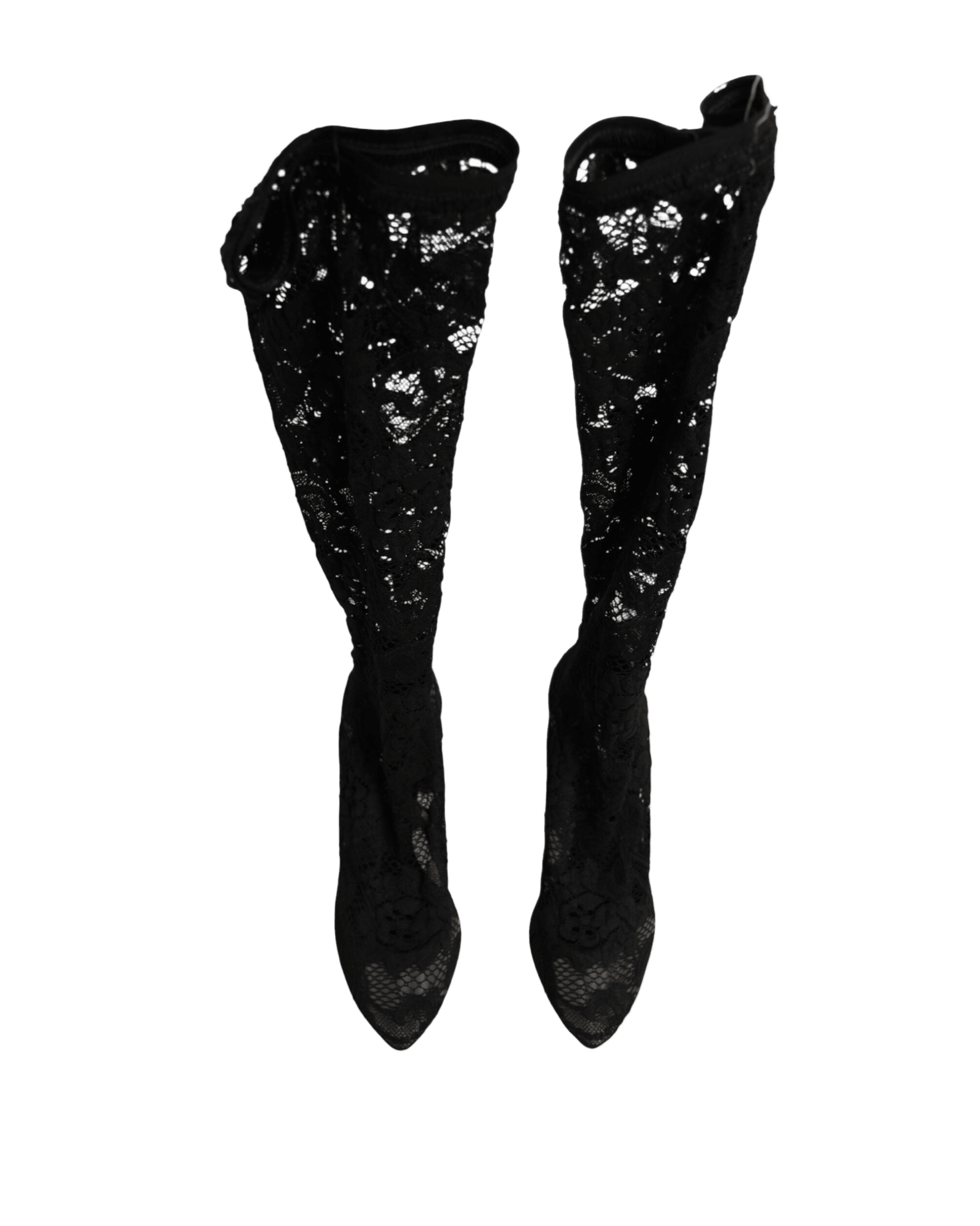 Dolce & Gabbana Black Lace Pumps Taormina Socks Boots Shoes Glam Steals