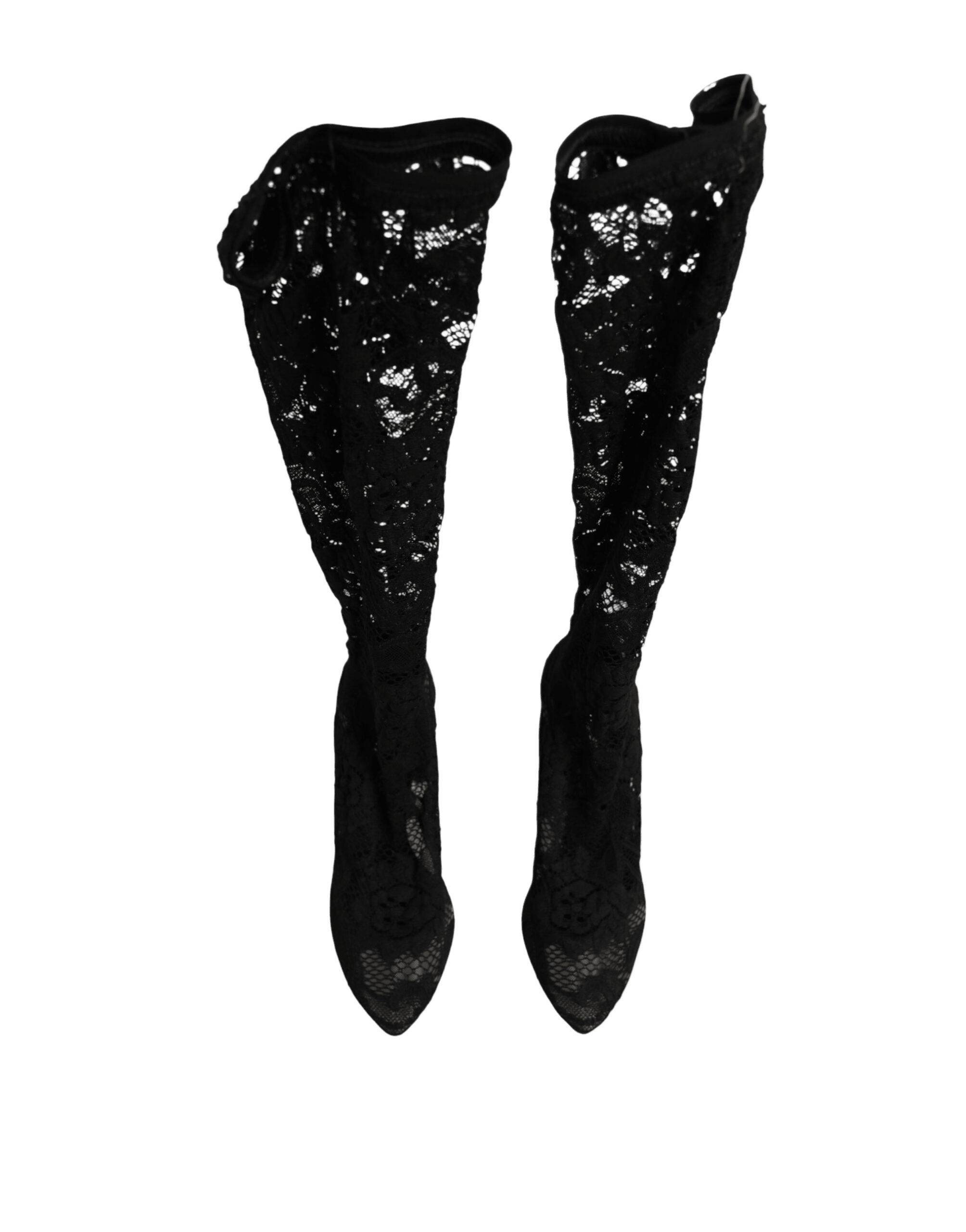 Dolce & Gabbana Black Lace Pumps Taormina Socks Boots Shoes Glam Steals