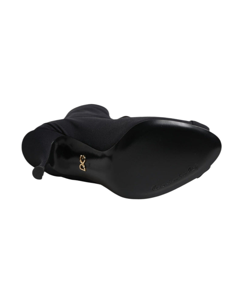 Dolce & Gabbana Black Lace Stiletto Heels Up Boots Shoes Boots