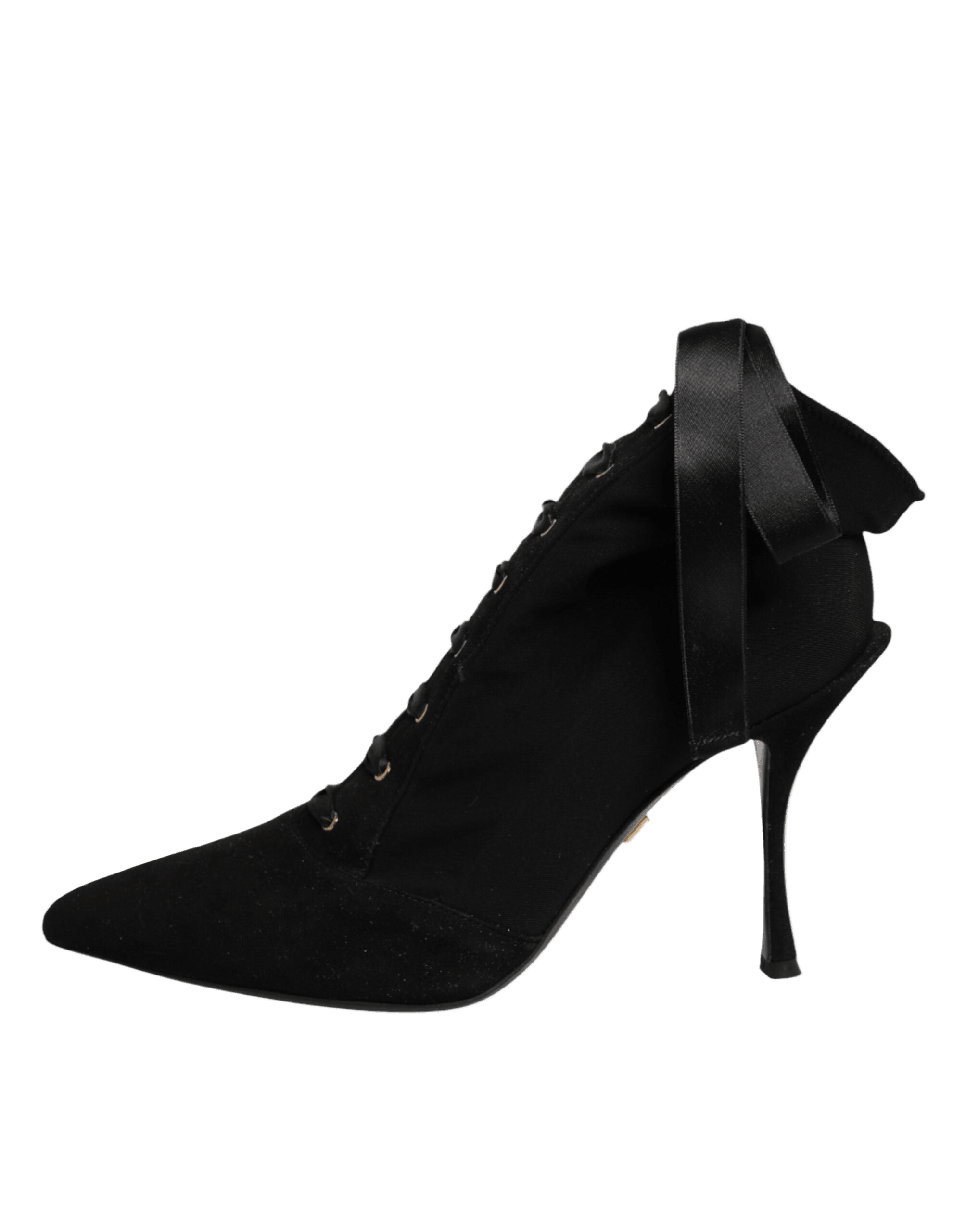 Dolce & Gabbana Black Lace Stiletto Heels Up Boots Shoes Glam Steals