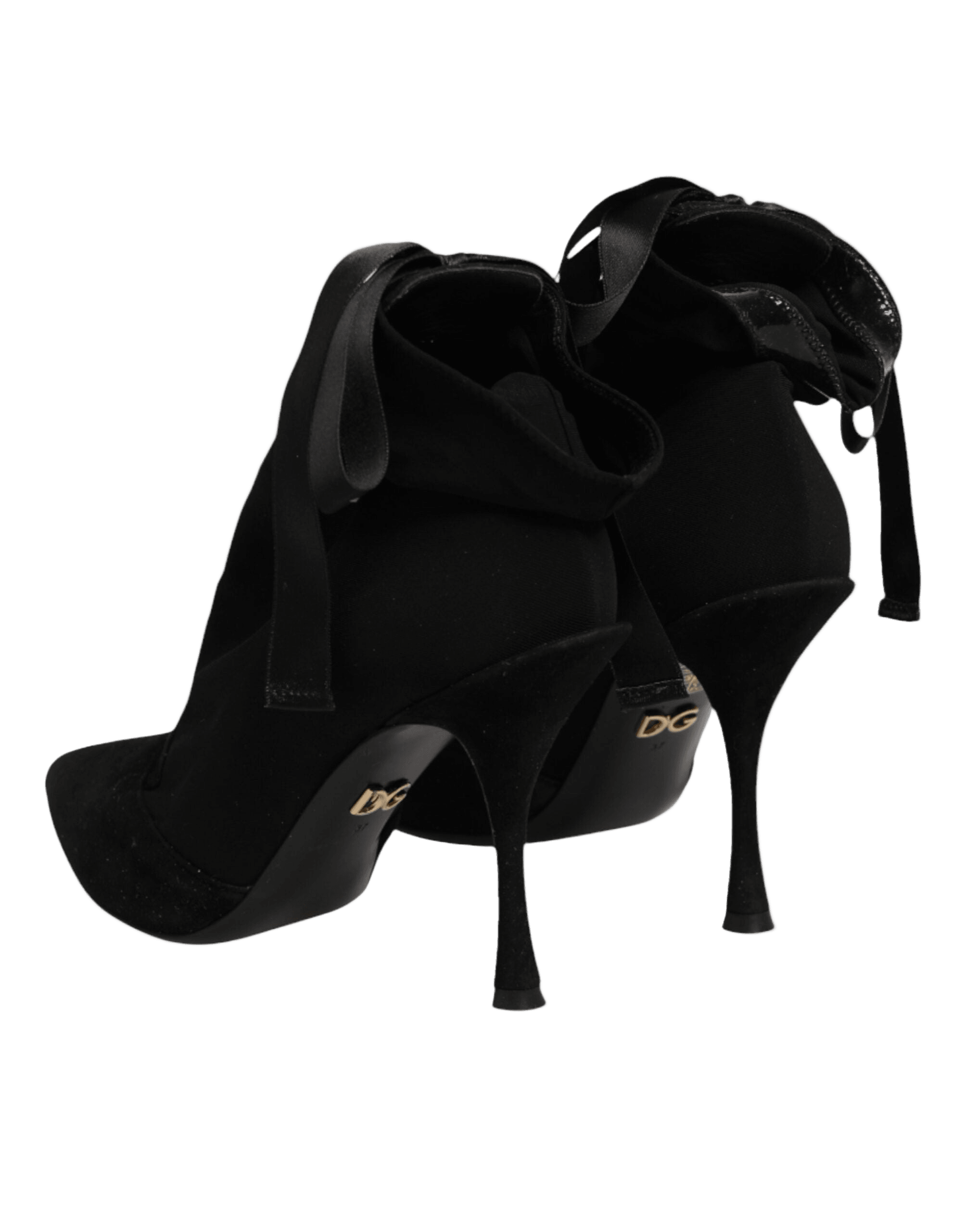 Dolce & Gabbana Black Lace Stiletto Heels Up Boots Shoes Glam Steals