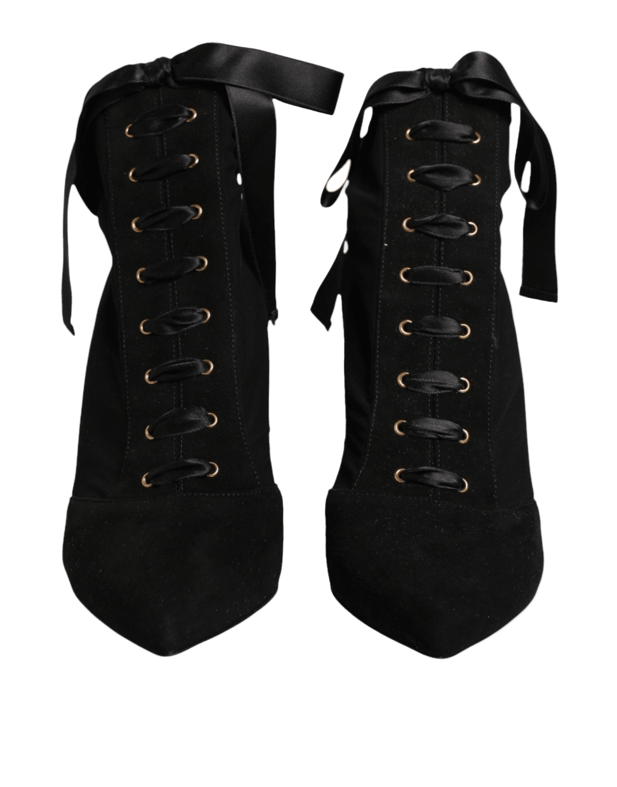 Dolce & Gabbana Black Lace Stiletto Heels Up Boots Shoes Glam Steals