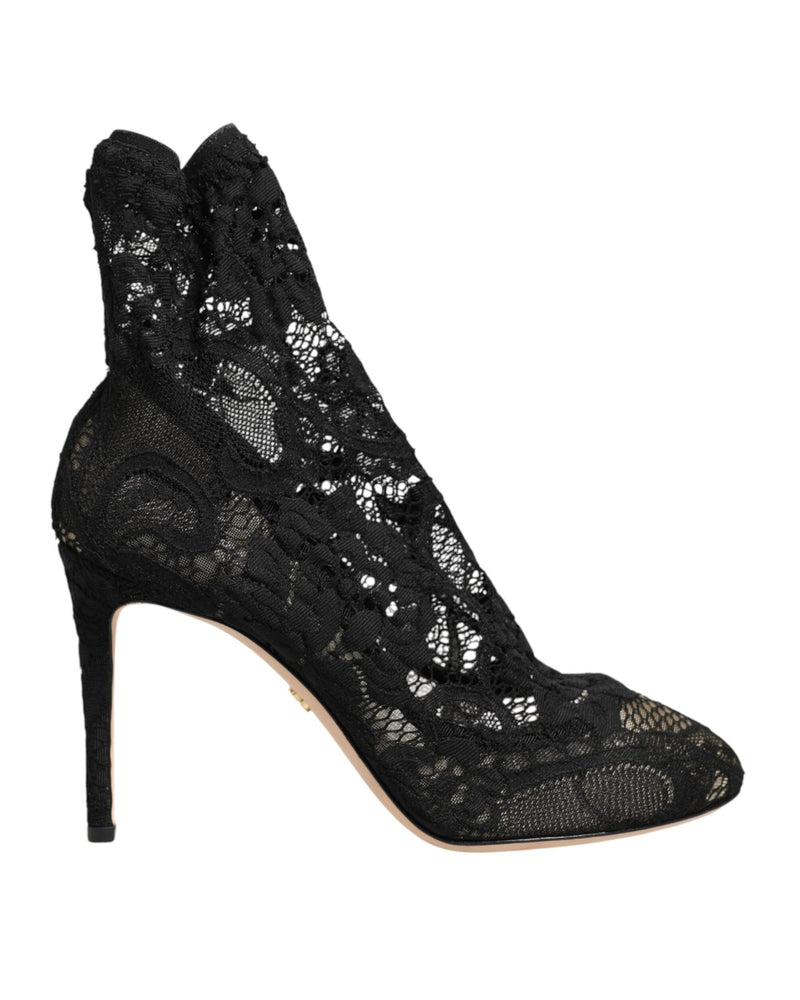 Dolce & Gabbana Black Lace Stretch Socks Taormina Boot Shoes Glam Steals