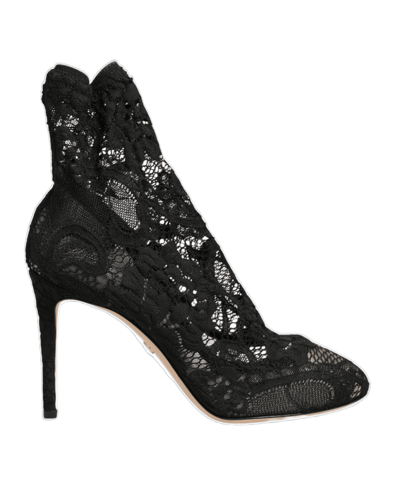 Dolce & Gabbana Black Lace Stretch Socks Taormina Boot Shoes Glam Steals
