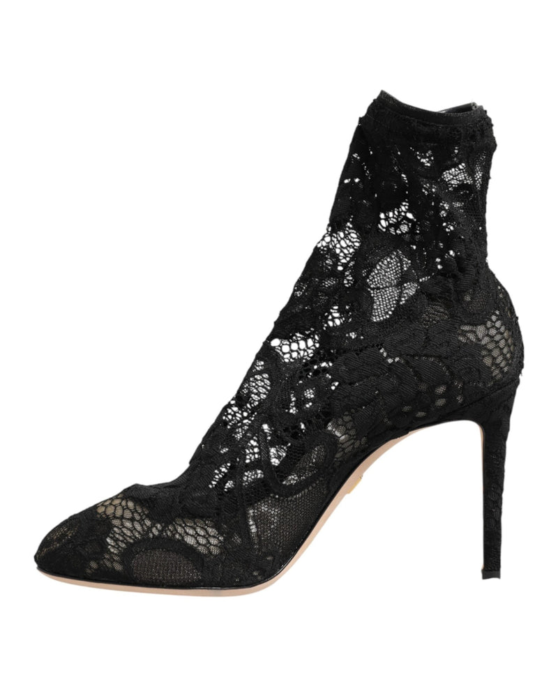 Dolce & Gabbana Black Lace Stretch Socks Taormina Boot Shoes Glam Steals