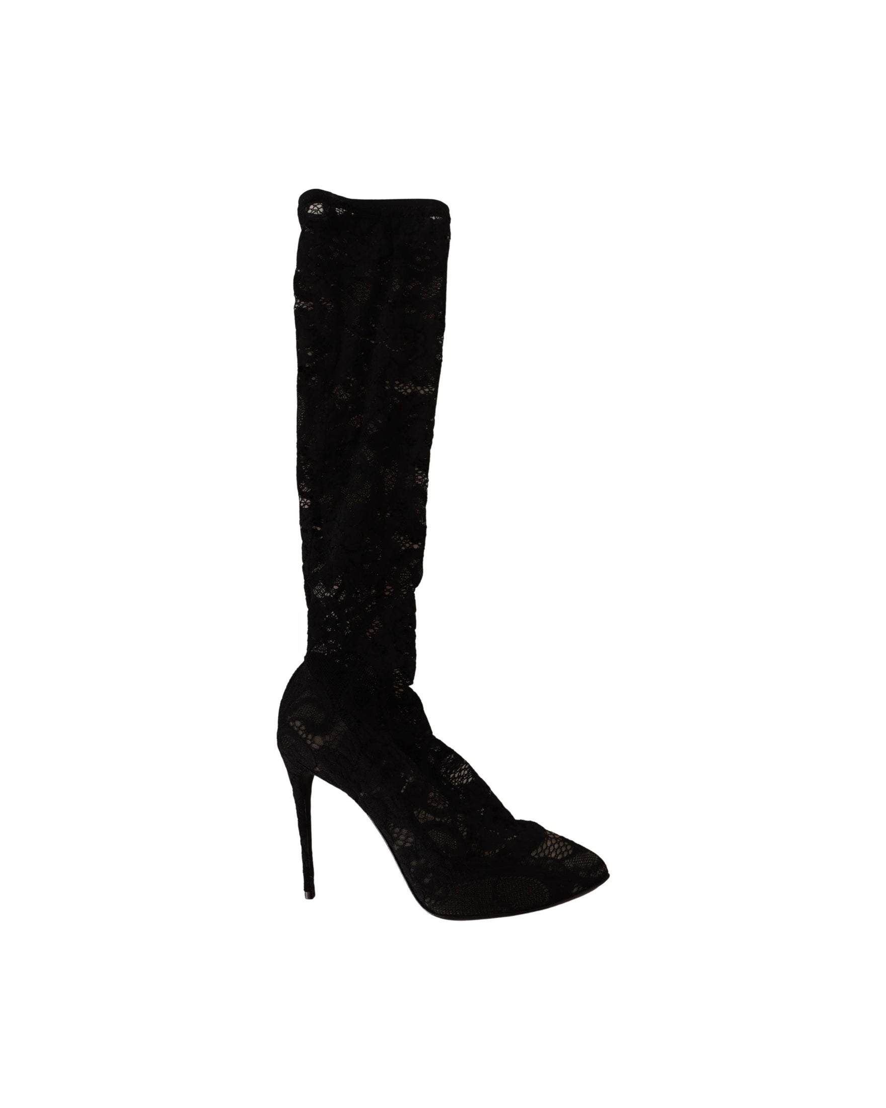 Dolce & Gabbana Black Lace Stretch Socks Taormina Boots Glam Steals
