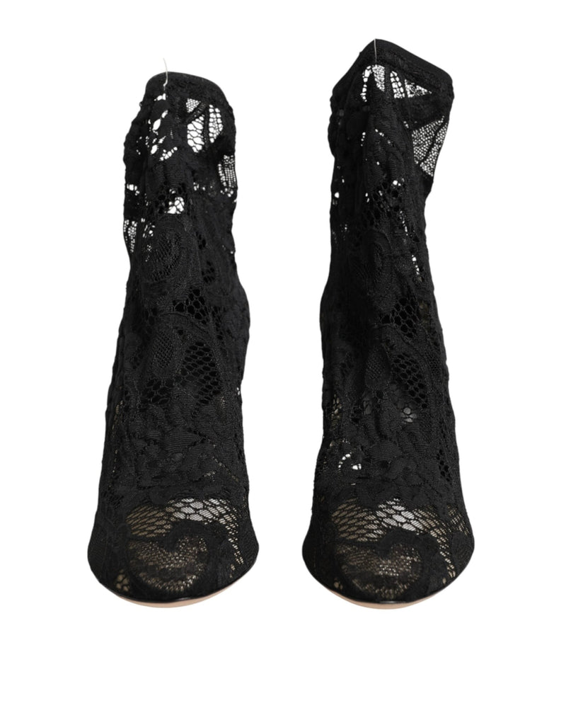 Dolce & Gabbana Black Lace Stretch Socks Taormina Boot Shoes Glam Steals