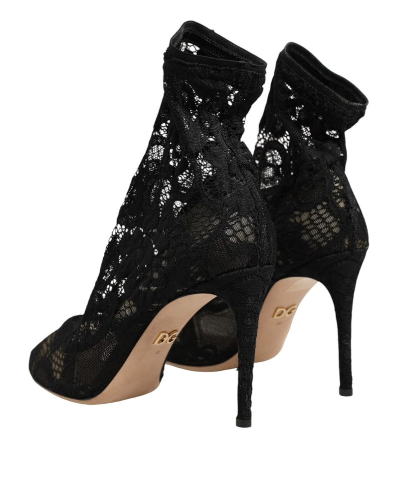 Dolce & Gabbana Black Lace Stretch Socks Taormina Boot Shoes Glam Steals