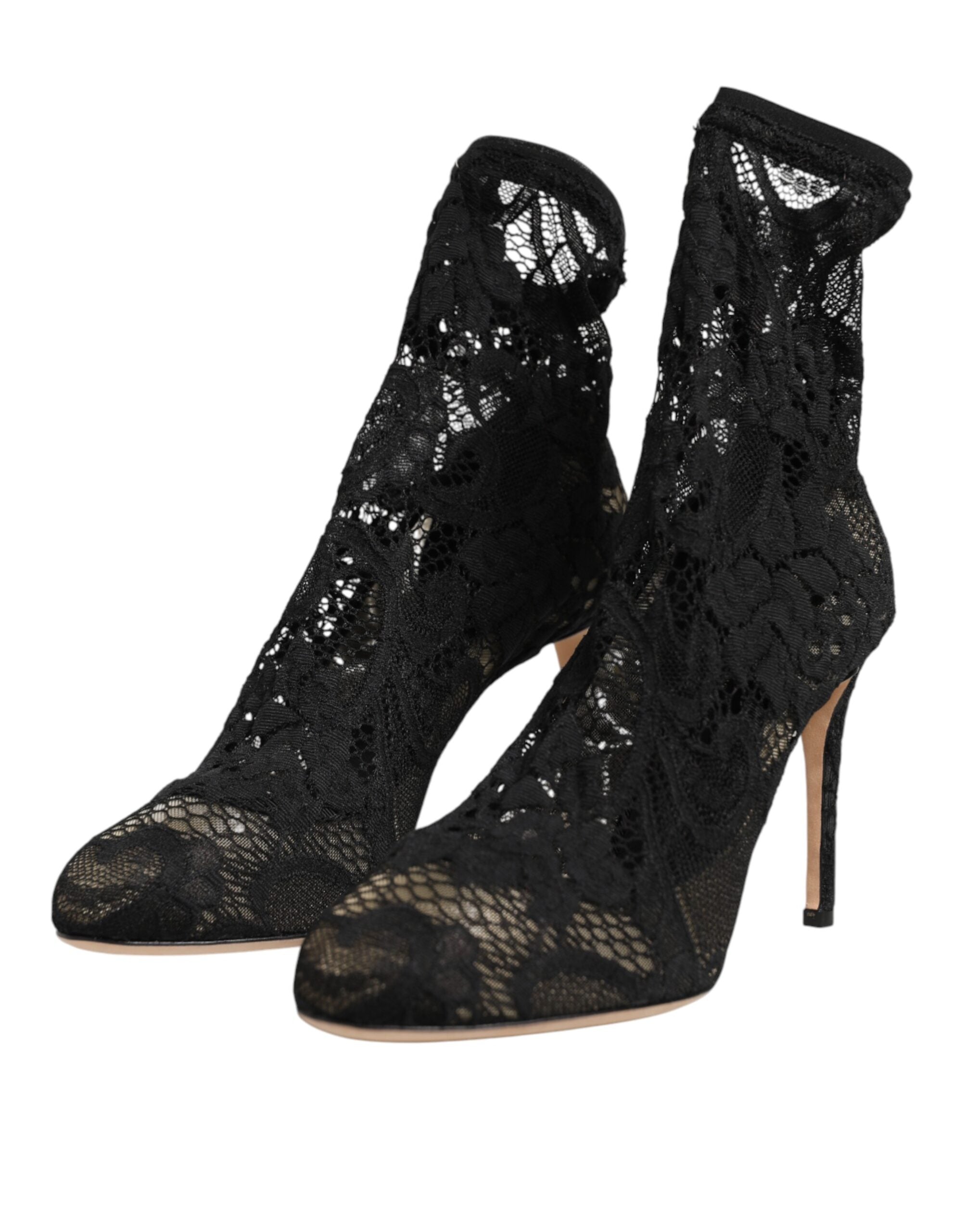 Dolce & Gabbana Black Lace Stretch Socks Taormina Boot Shoes Glam Steals