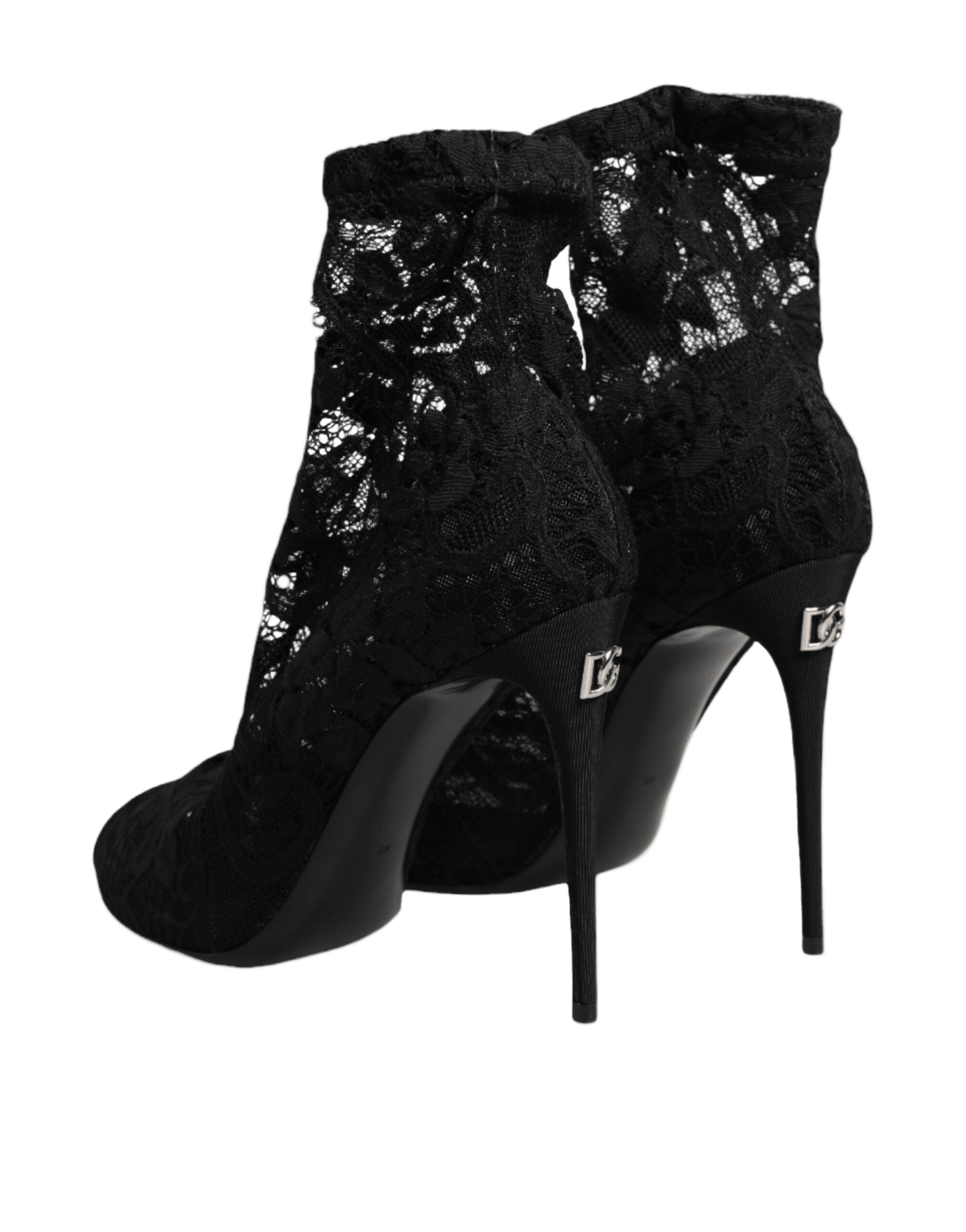 Dolce & Gabbana Black Lace Stretch Taormina Boots Shoes Glam Steals