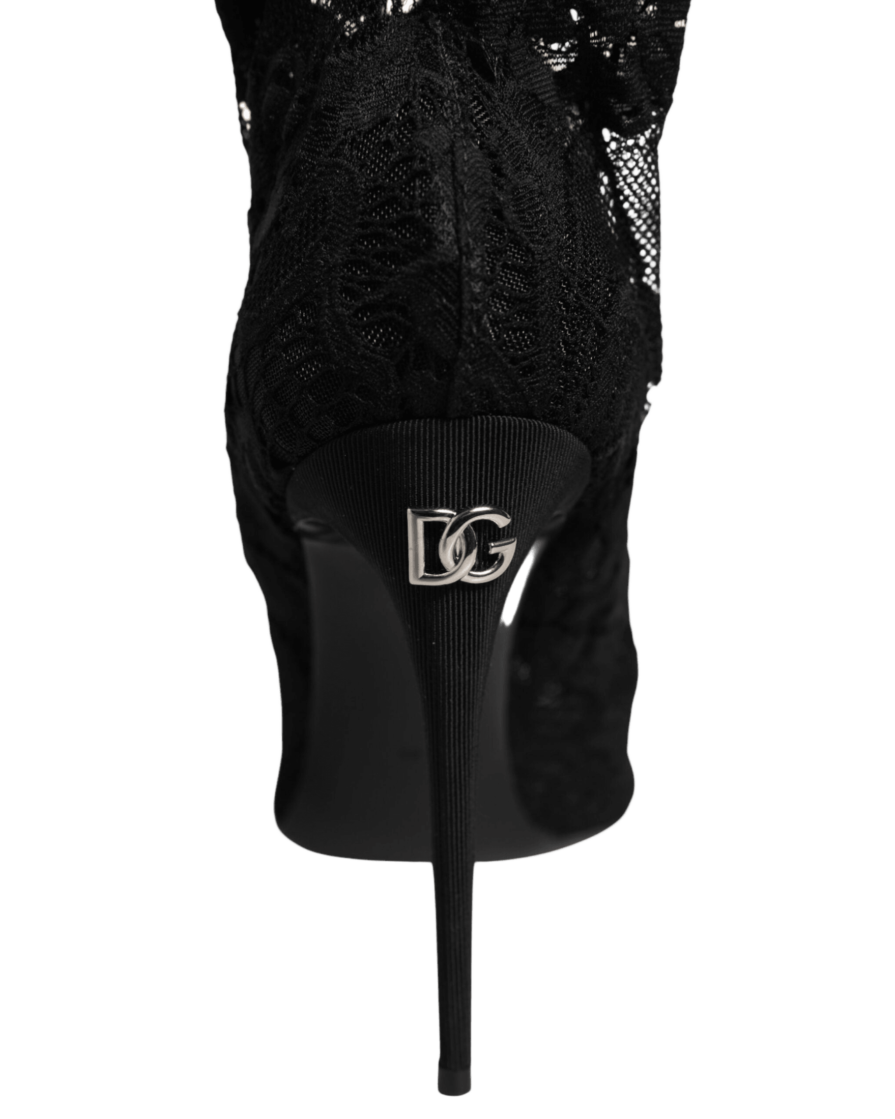 Dolce & Gabbana Black Lace Stretch Taormina Boots Shoes Glam Steals