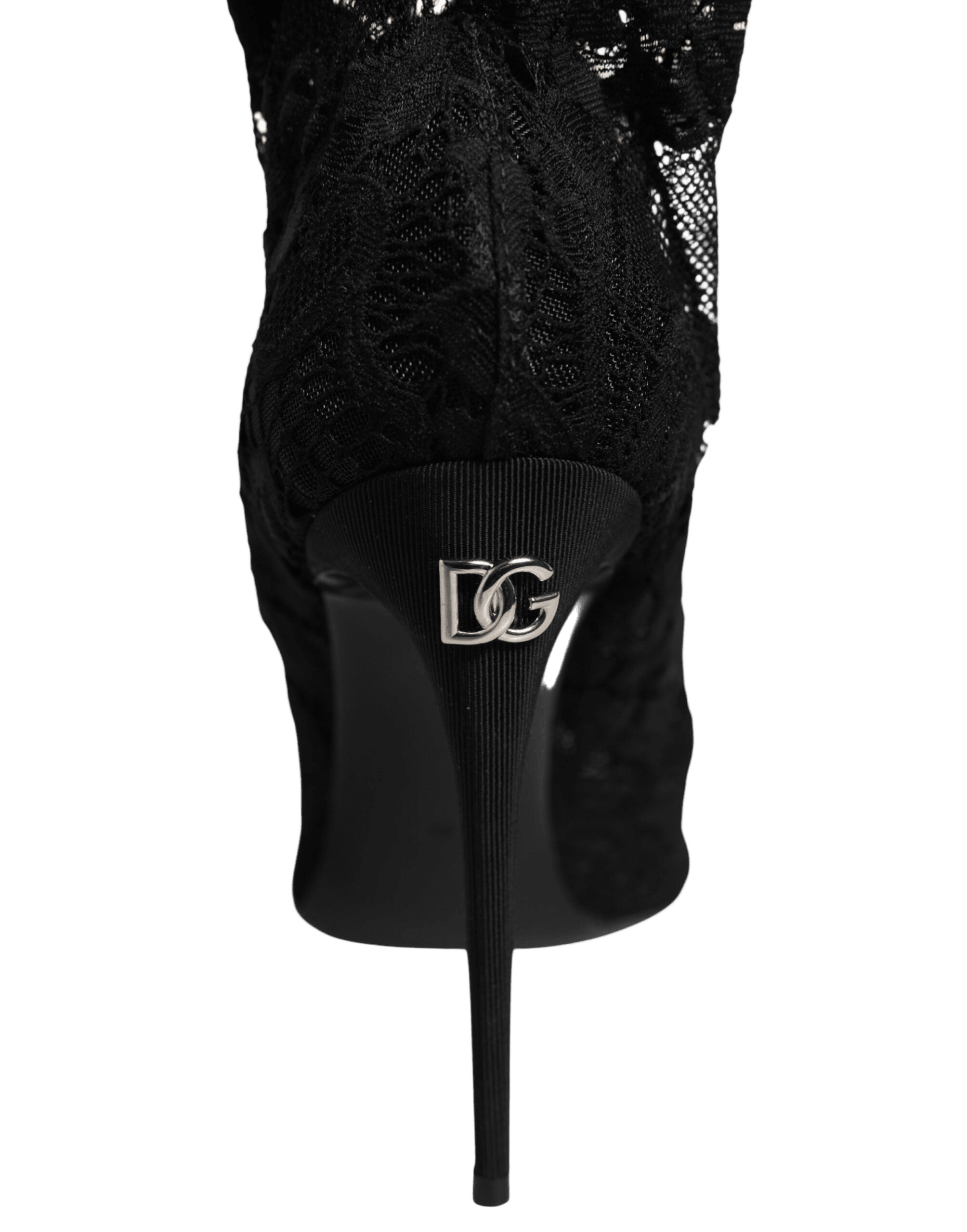 Dolce & Gabbana Black Lace Stretch Taormina Boots Shoes Glam Steals