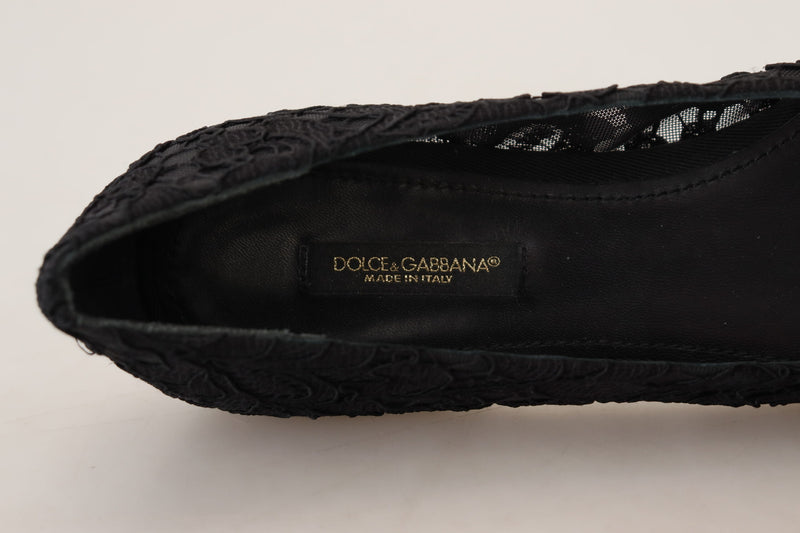 Dolce & Gabbana Black Lace Taormina Crystals Flats Glam Steals