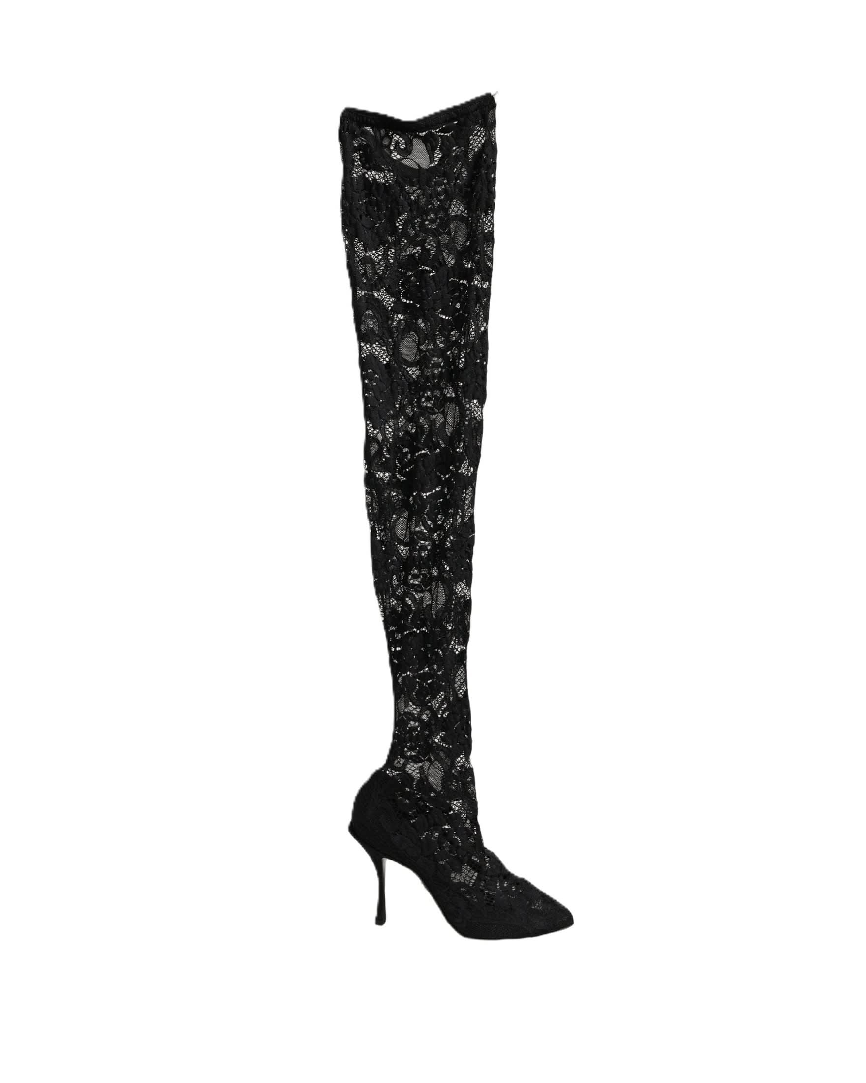 Dolce & Gabbana Black Lace Taormina Socks Boots Glam Steals