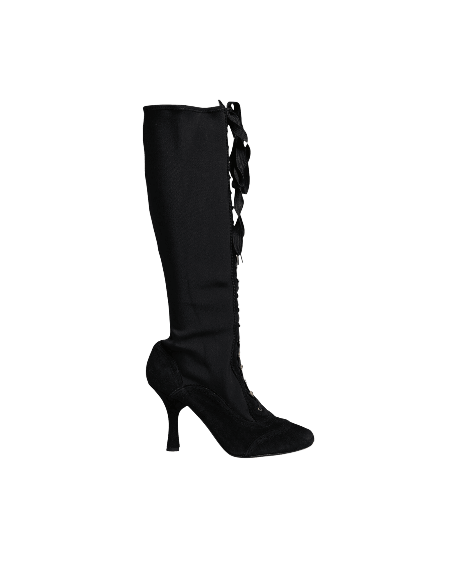 Dolce & Gabbana Black Lace Up Heels High Boots Glam Steals