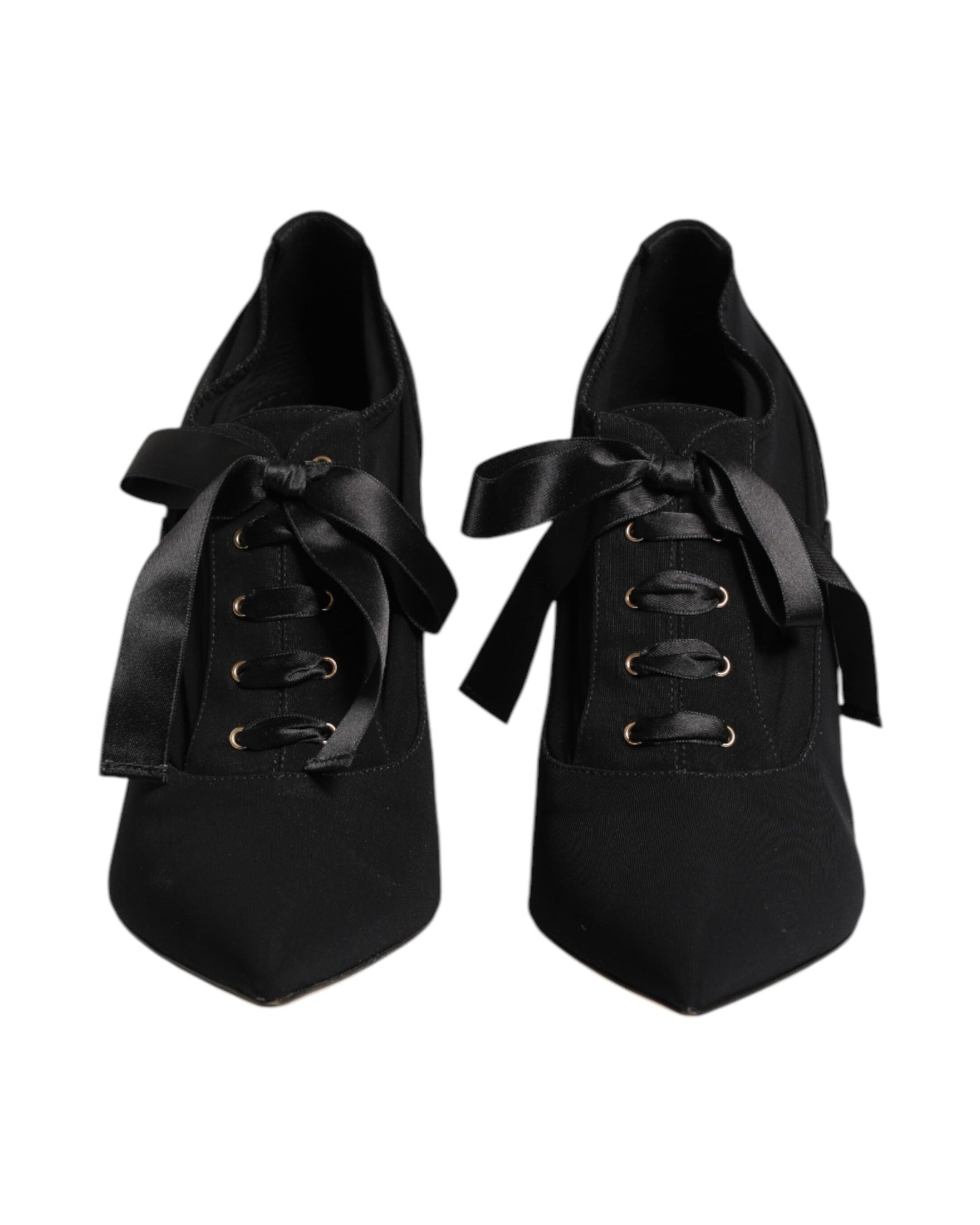 Dolce & Gabbana Black Lace Up Stiletto Heels Pumps Shoes Glam Steals
