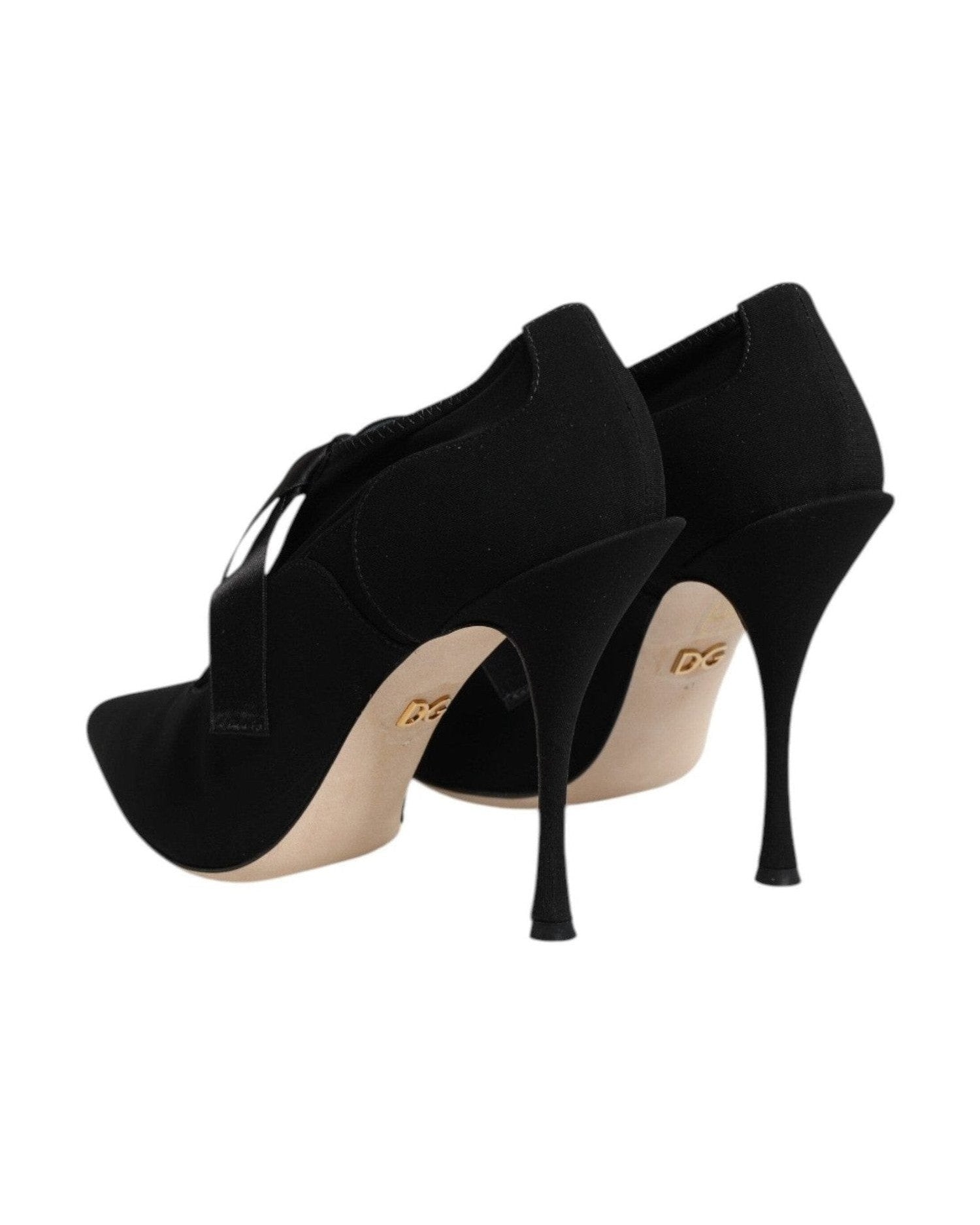 Dolce & Gabbana Black Lace Up Stiletto Heels Pumps Shoes Glam Steals