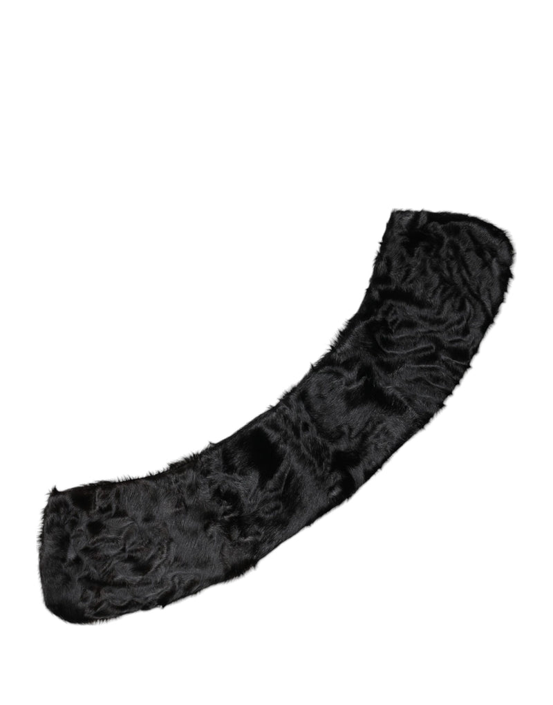 Dolce & Gabbana Black Lamb Fur Collar Neck Wrap Scarf Glam Steals